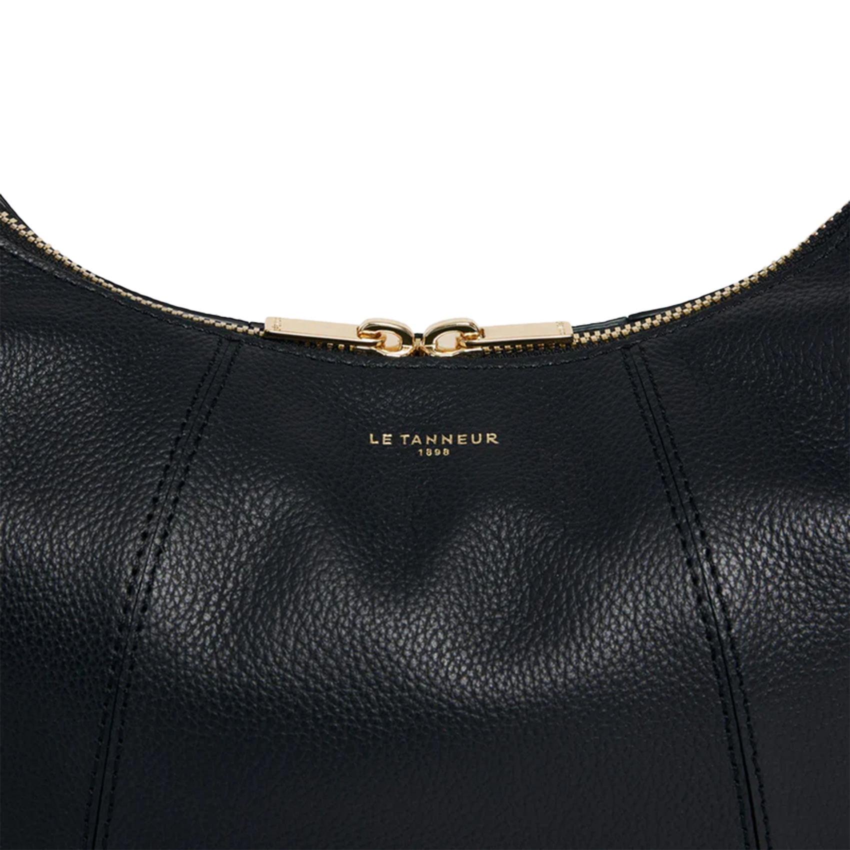 Petit sac hobo zippé en cuir grainé LE TANNEUR Noir