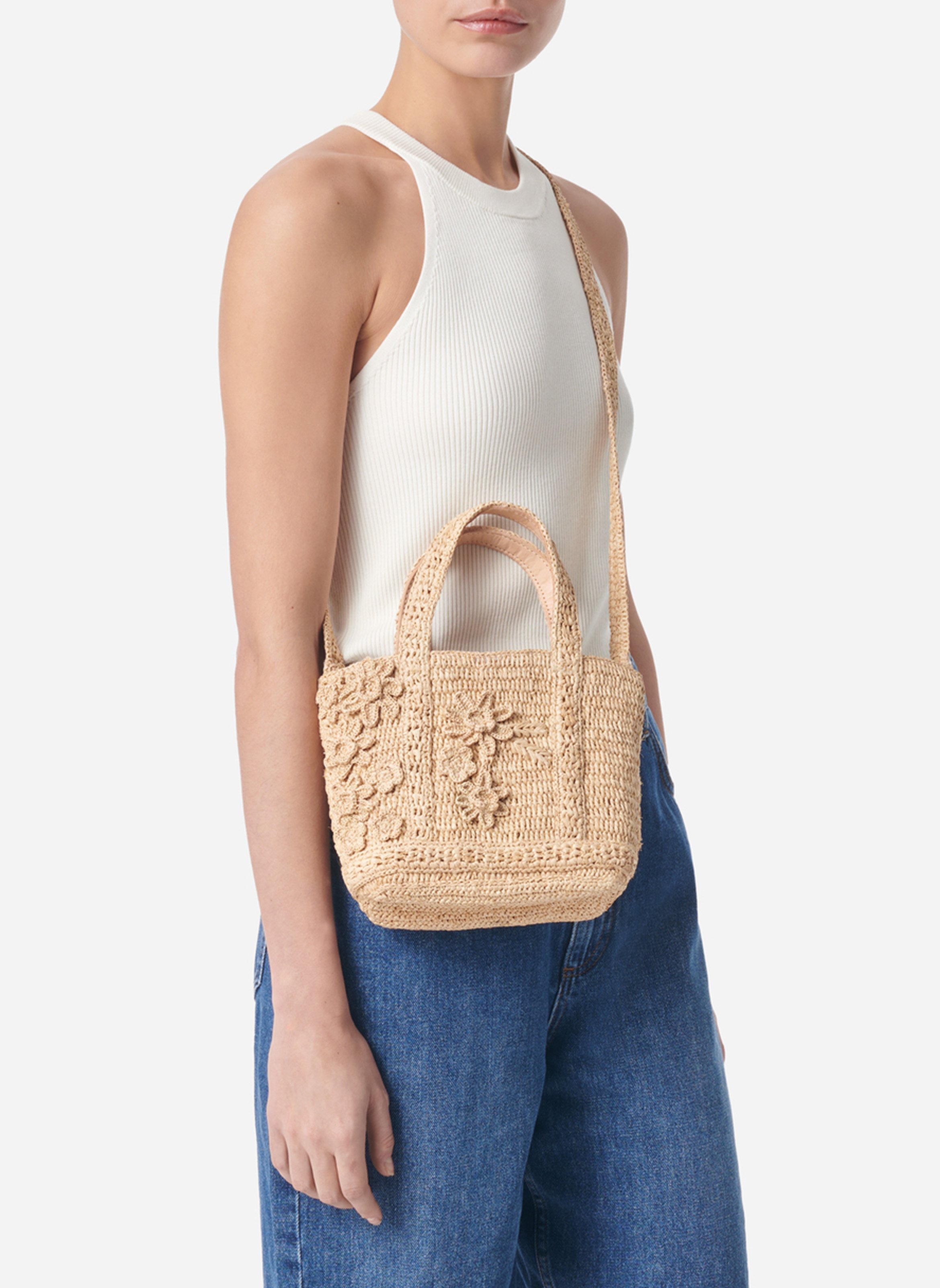 Sac cabas en raphia VANESSA BRUNO Beige