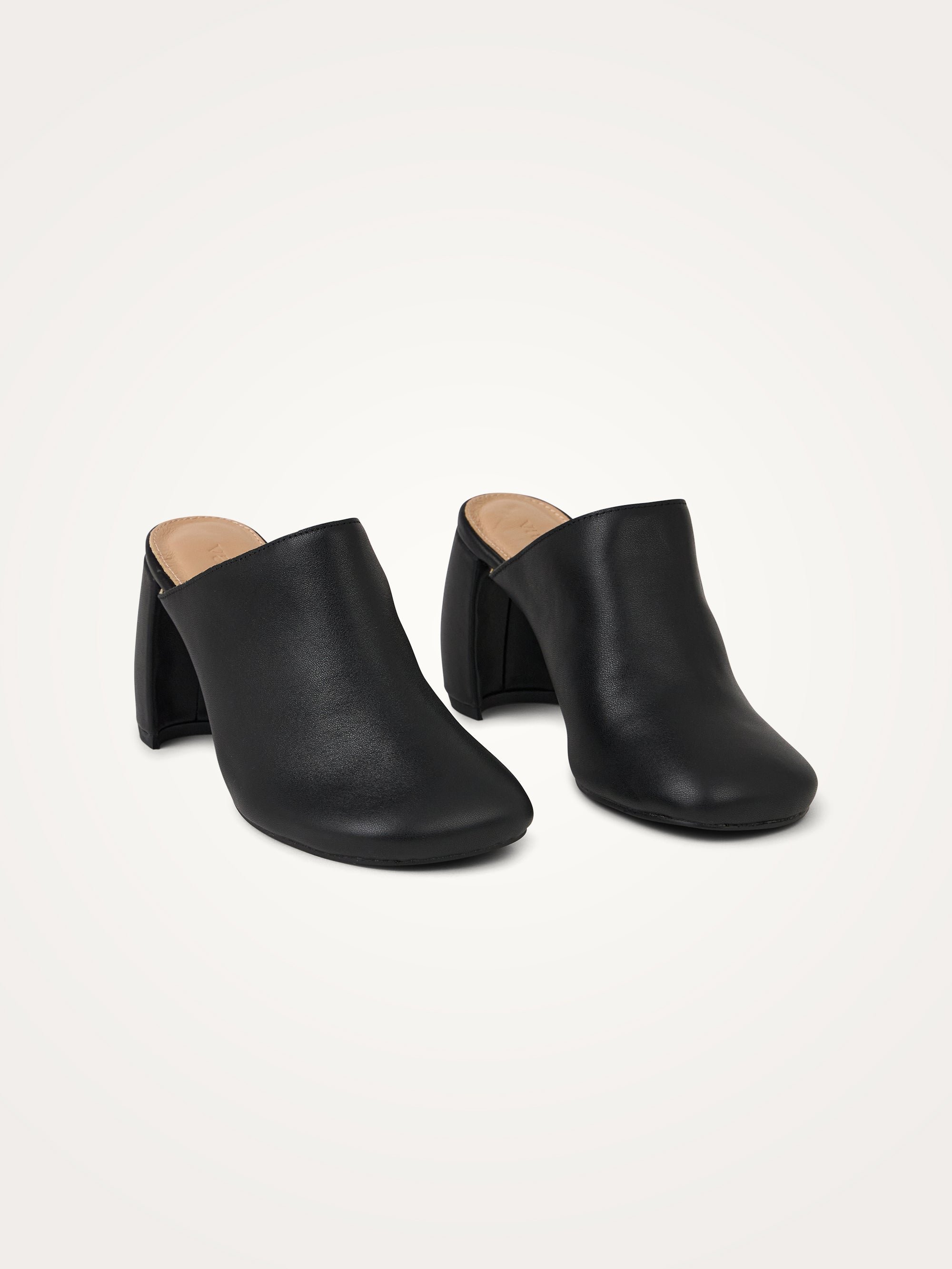 Clog leather mules with demi-lune heel VANESSA WU Black