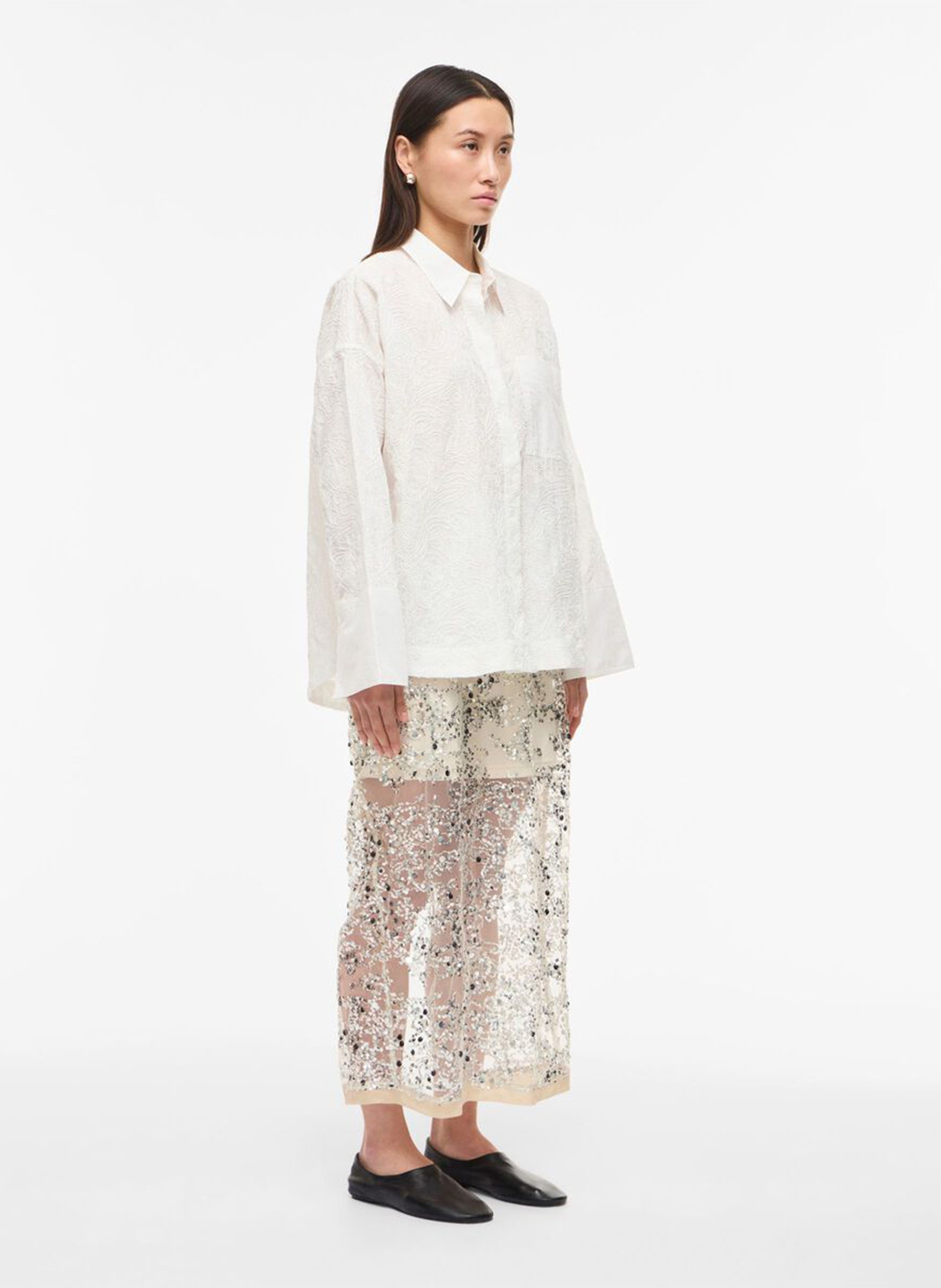 Jupe longue à sequins ROUGE EDIT Gris