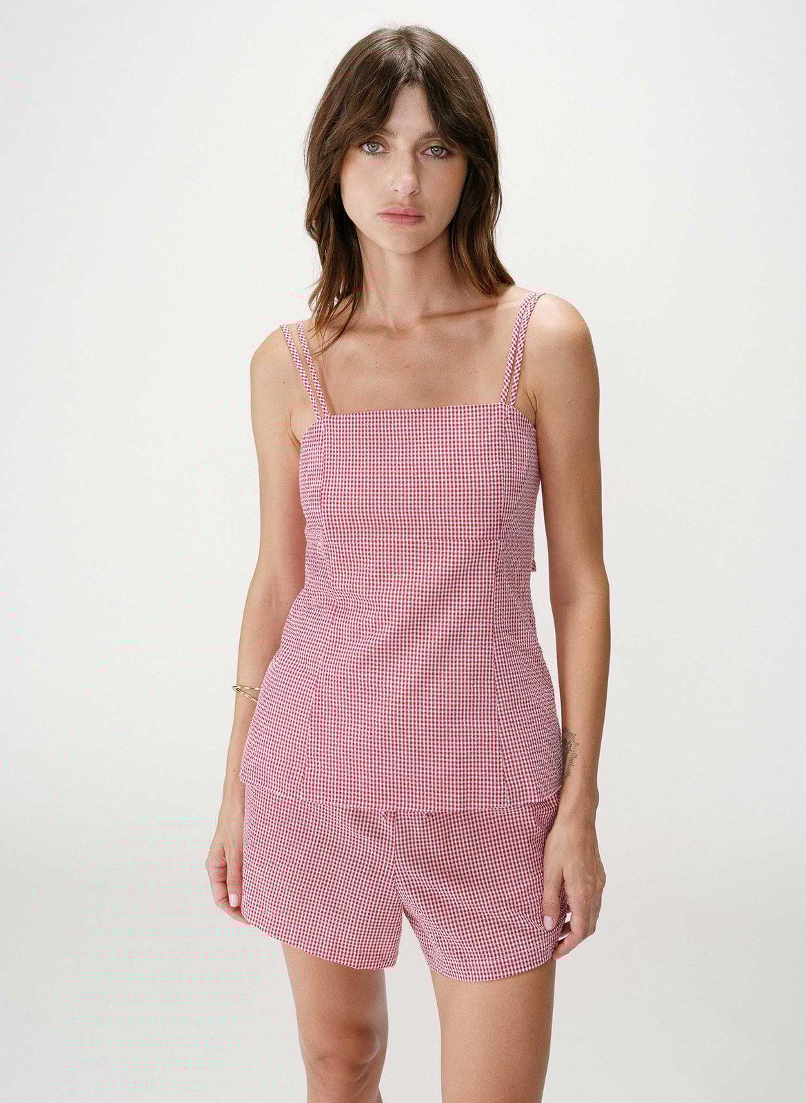 Débardeur encolure carré en coton GRACE ET MILA Rouge