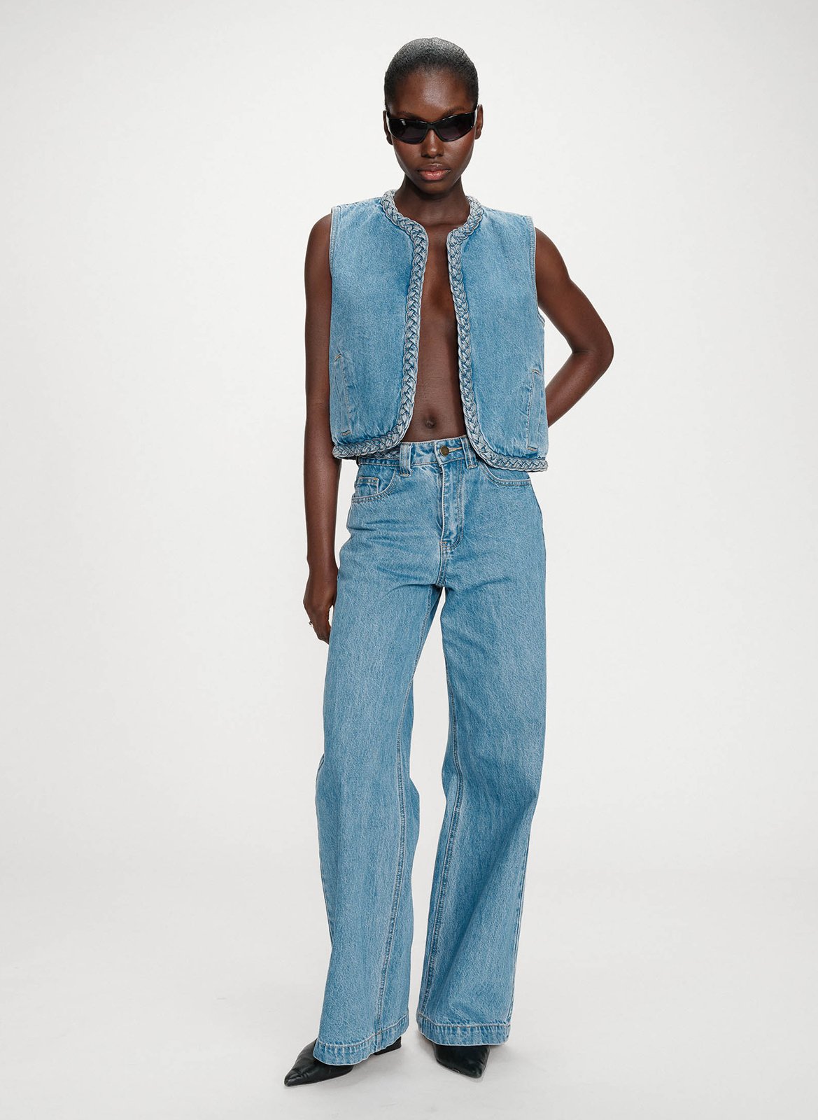 Veste sans manches en denim  GRACE ET MILA Bleu