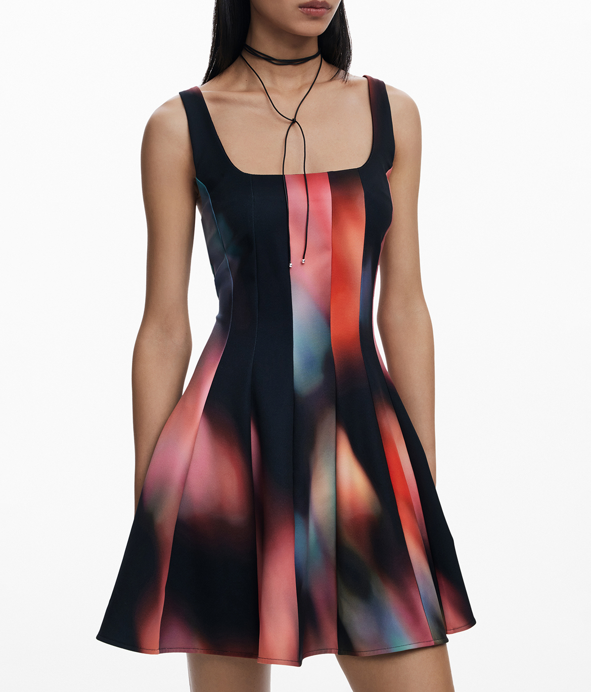 Short strappy dress with print DESIGUAL Black