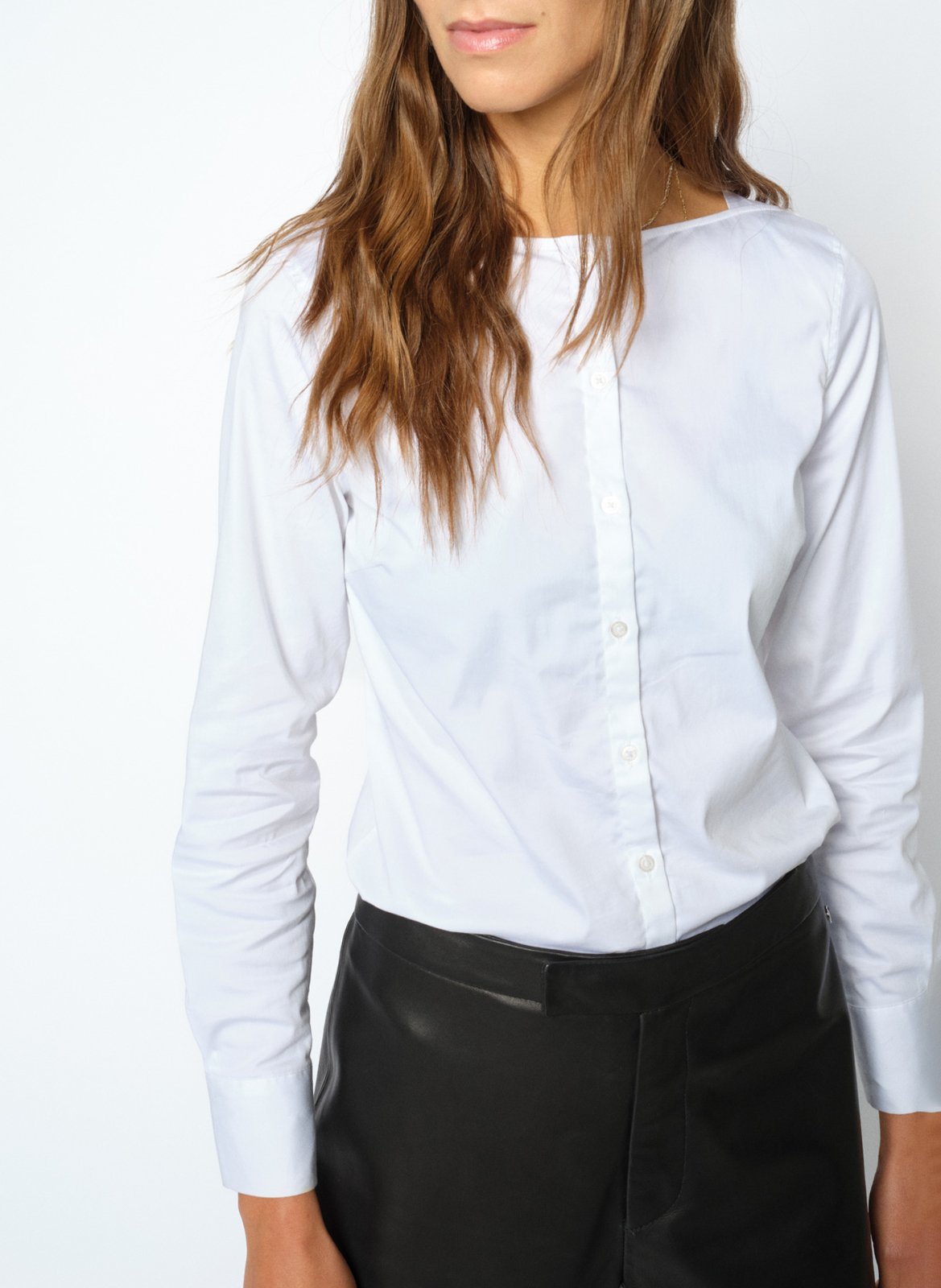 Straight-cut cotton-blend shirt MOS MOSH White