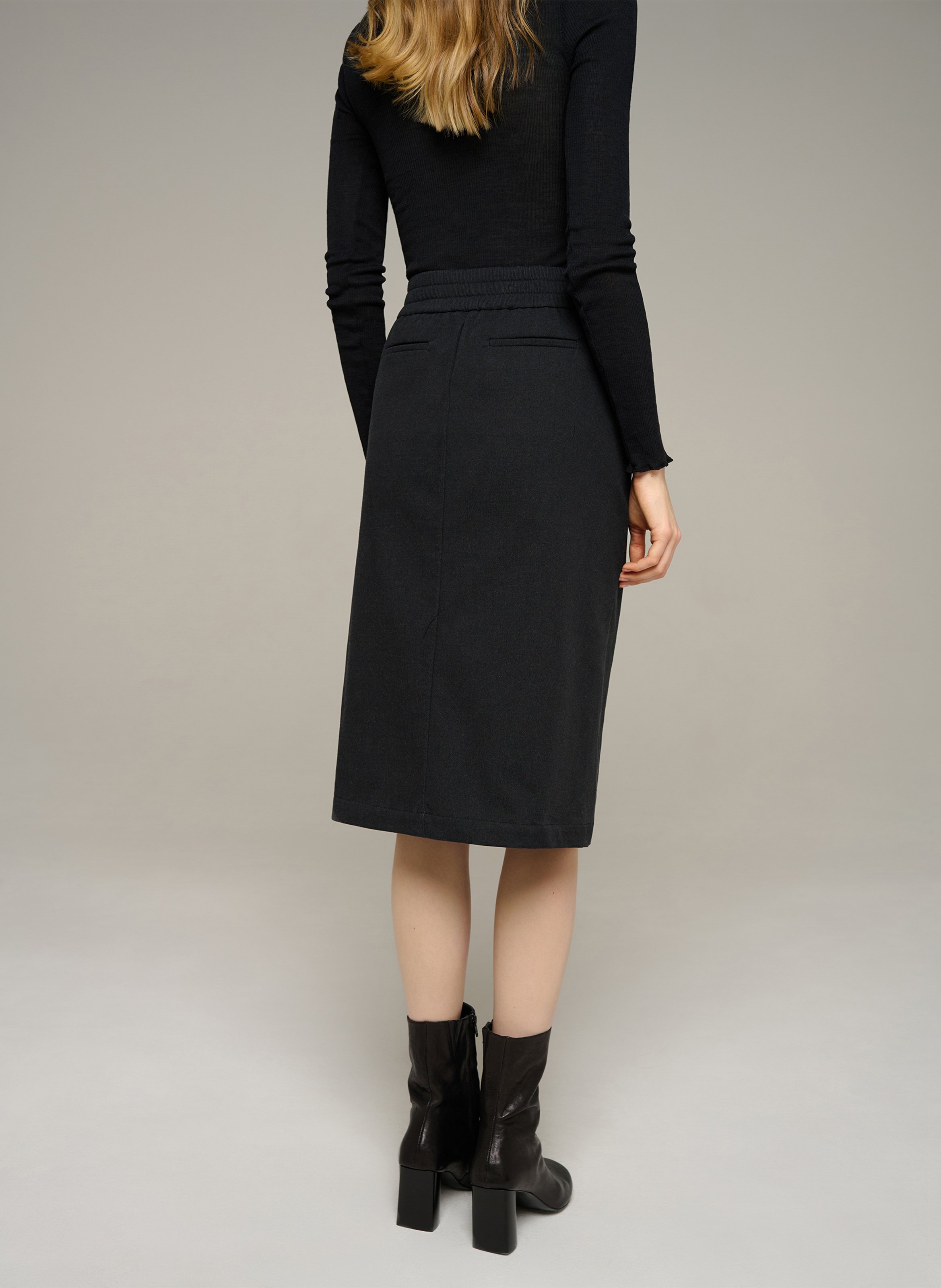 Midi pencil skirt in cotton blend COTELAC Black