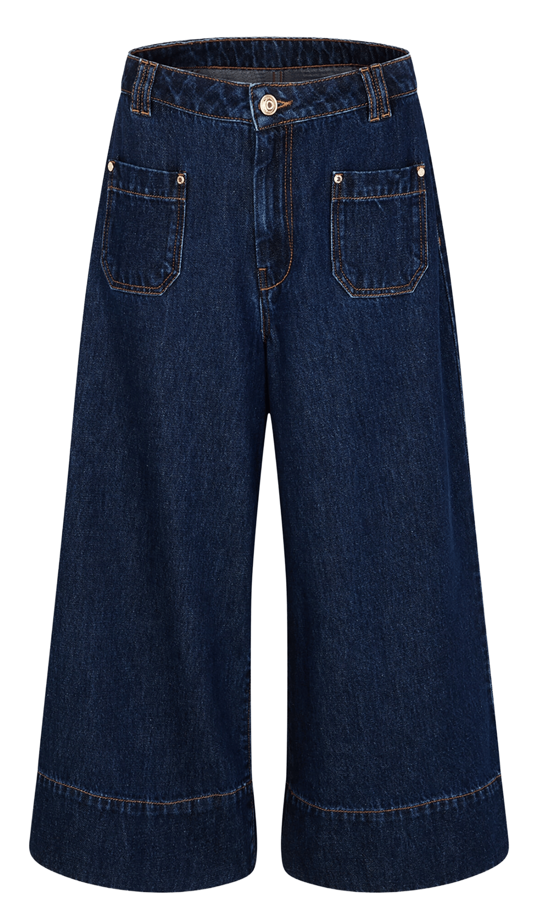 Organic cotton blend cropped pants MORGAN Blue