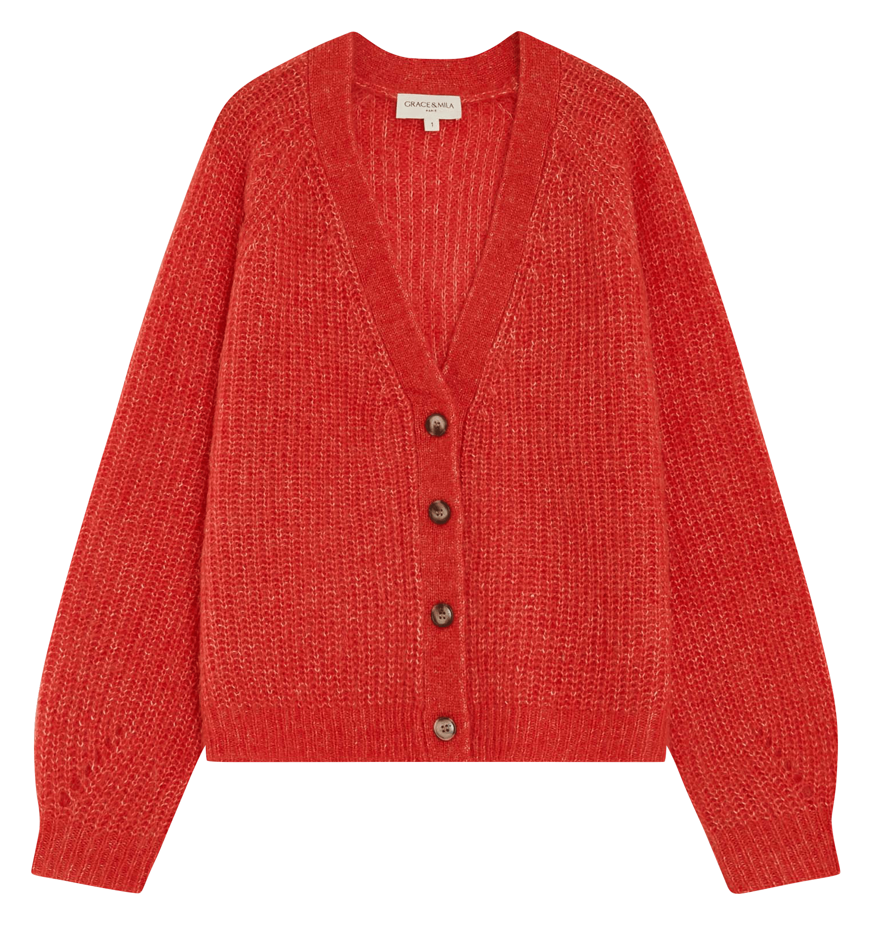 Vest met V-hals | wolblend GRACE ET MILA Rood