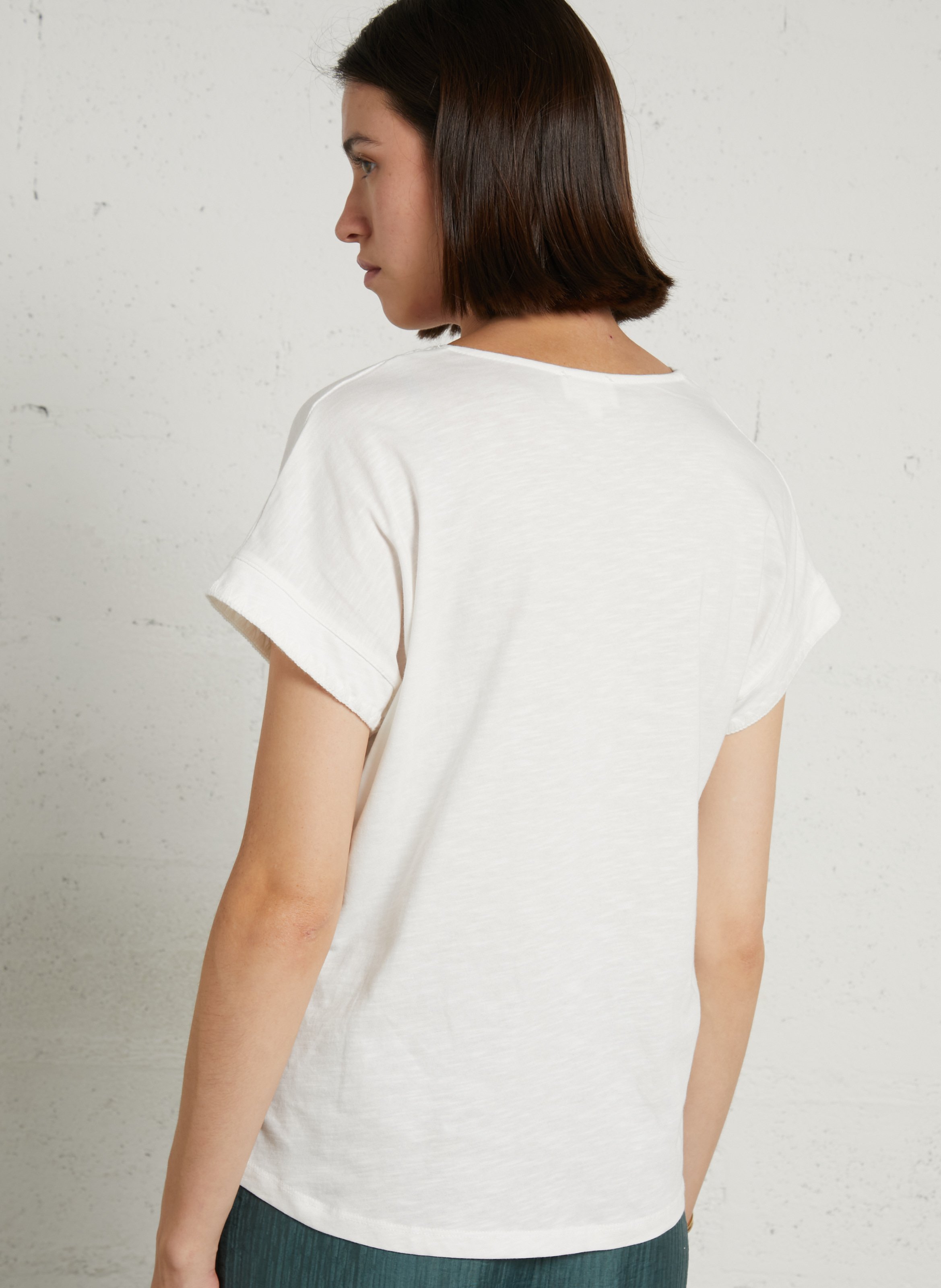 Tailliertes T-Shirt aus Baumwolle MAISON 123 Weiss