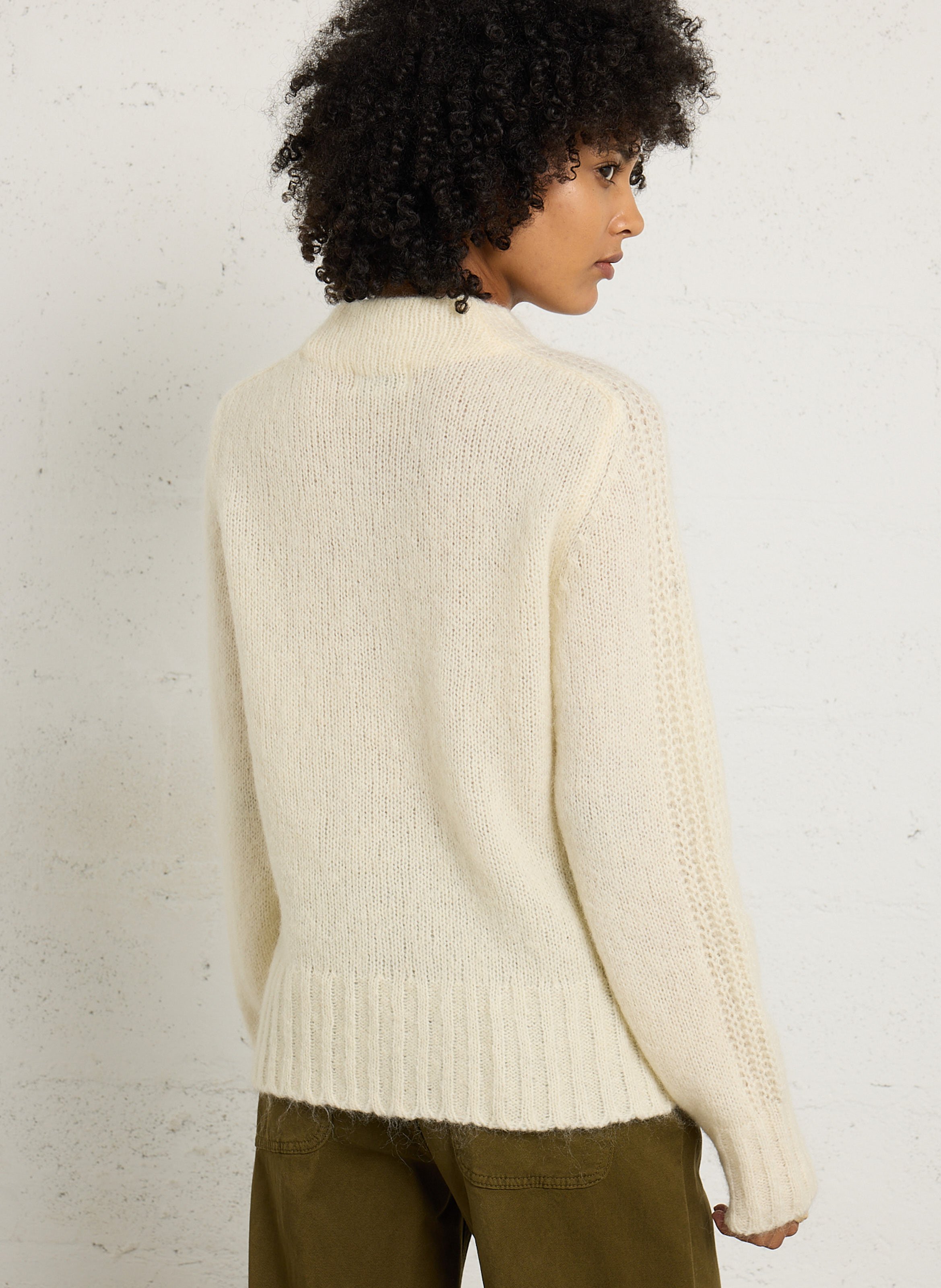 High-neck wool-blend sweater MAISON ANJE White