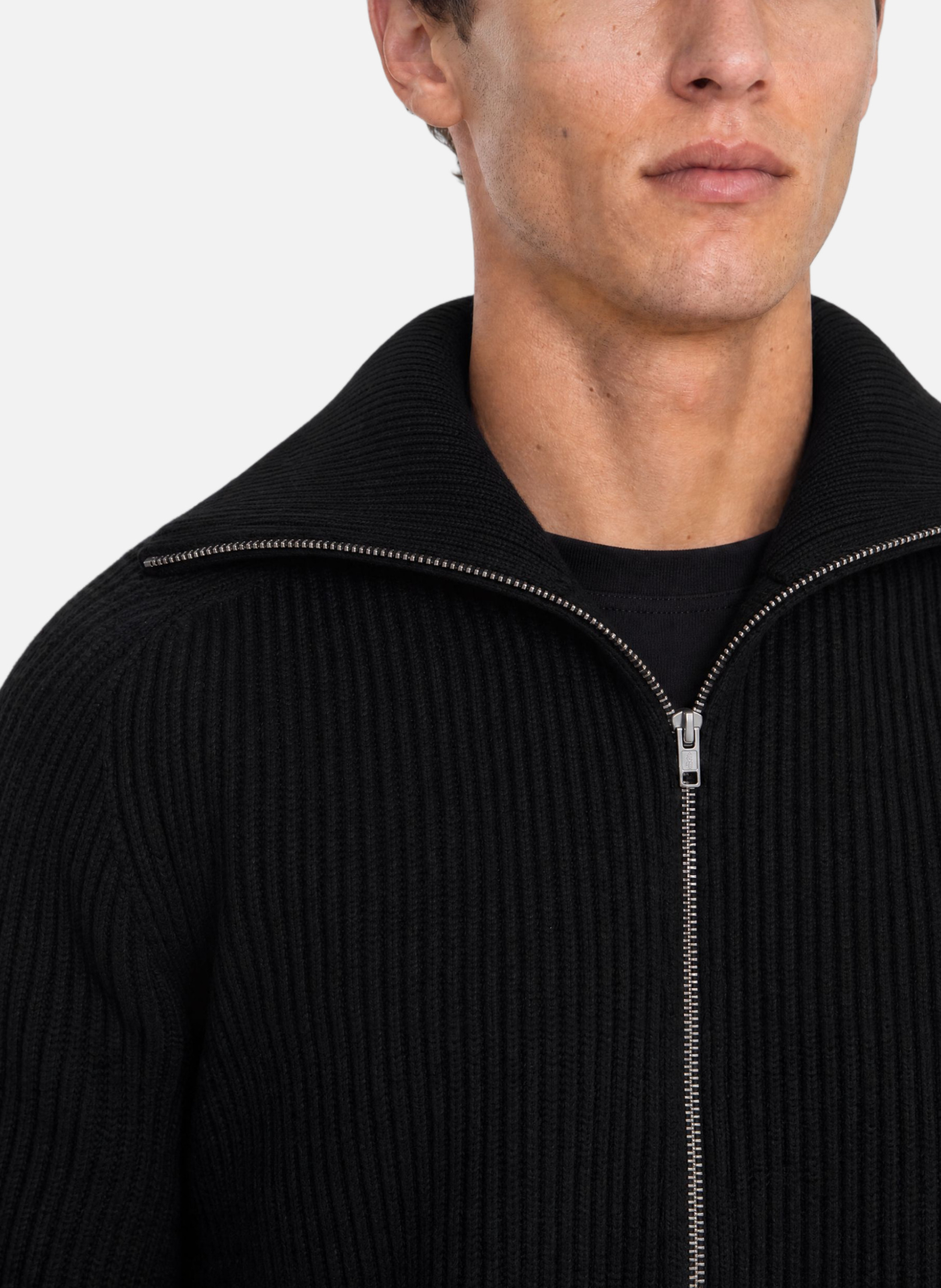 Wool zipped cardigan THE KOOPLES Black