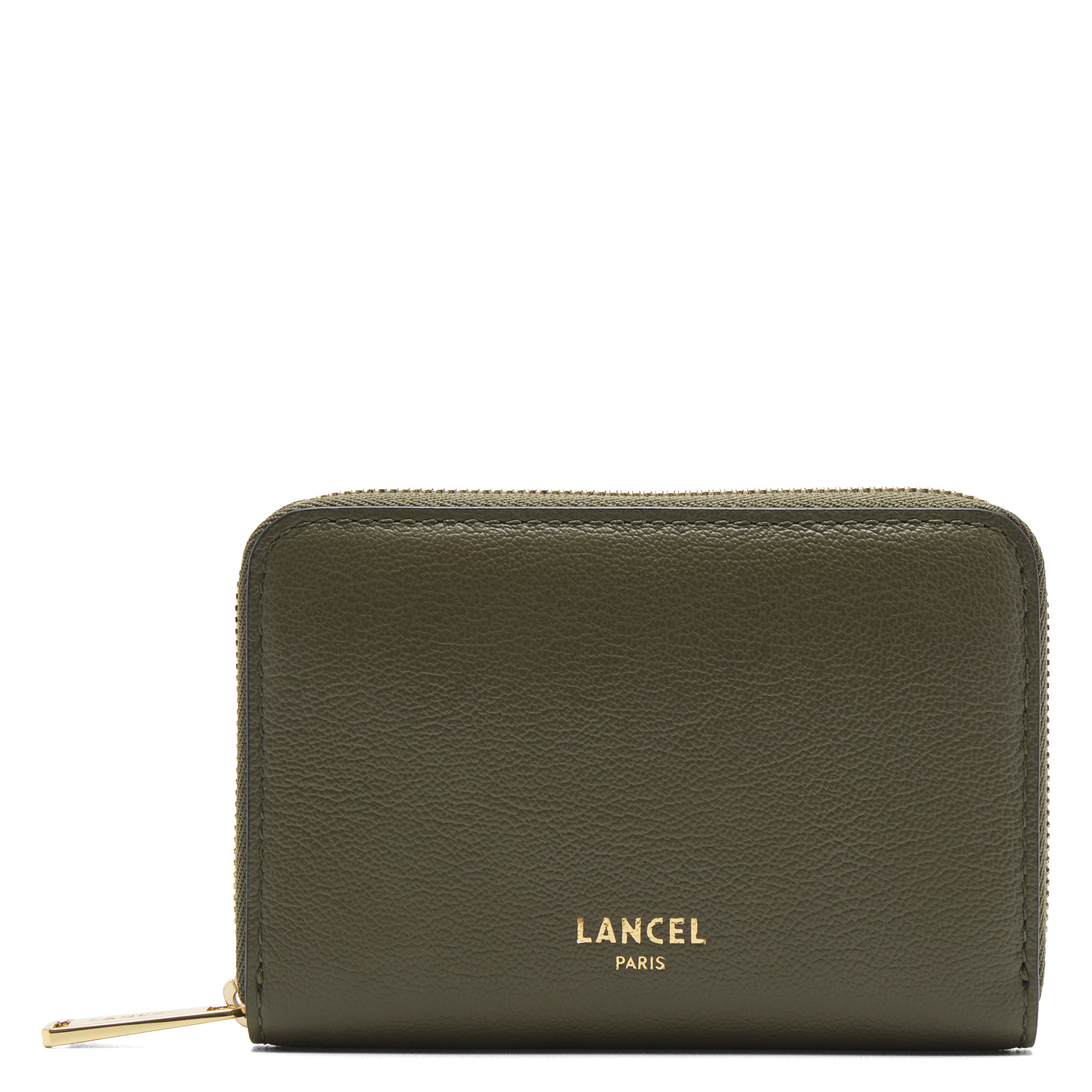 Solid leather zip-around wallet LANCEL Khaki