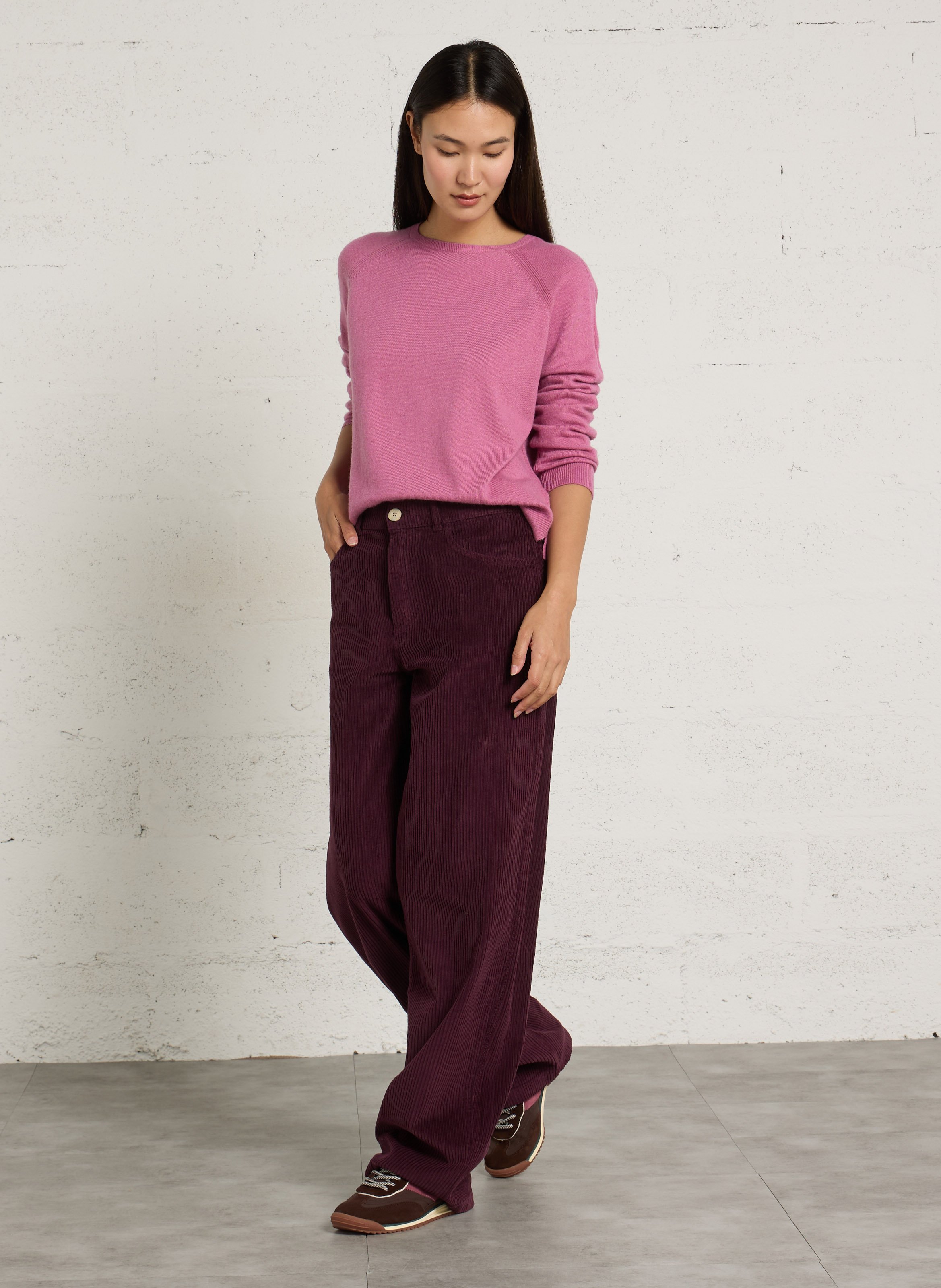 Straight-leg ribbed cotton pants THE NEW SOCIETY Red
