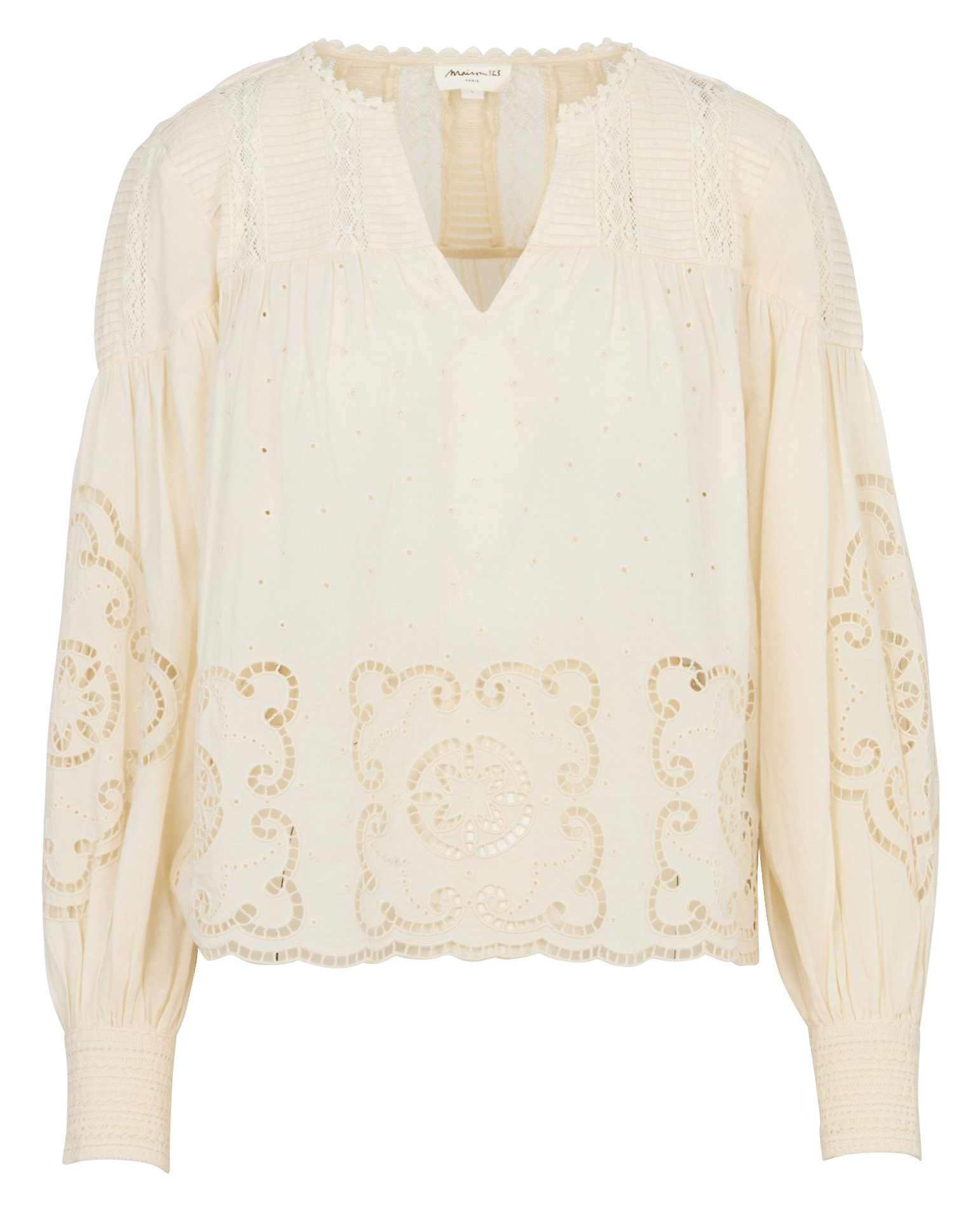 Embroidered Tunisian collar blouse MAISON 123 Beige