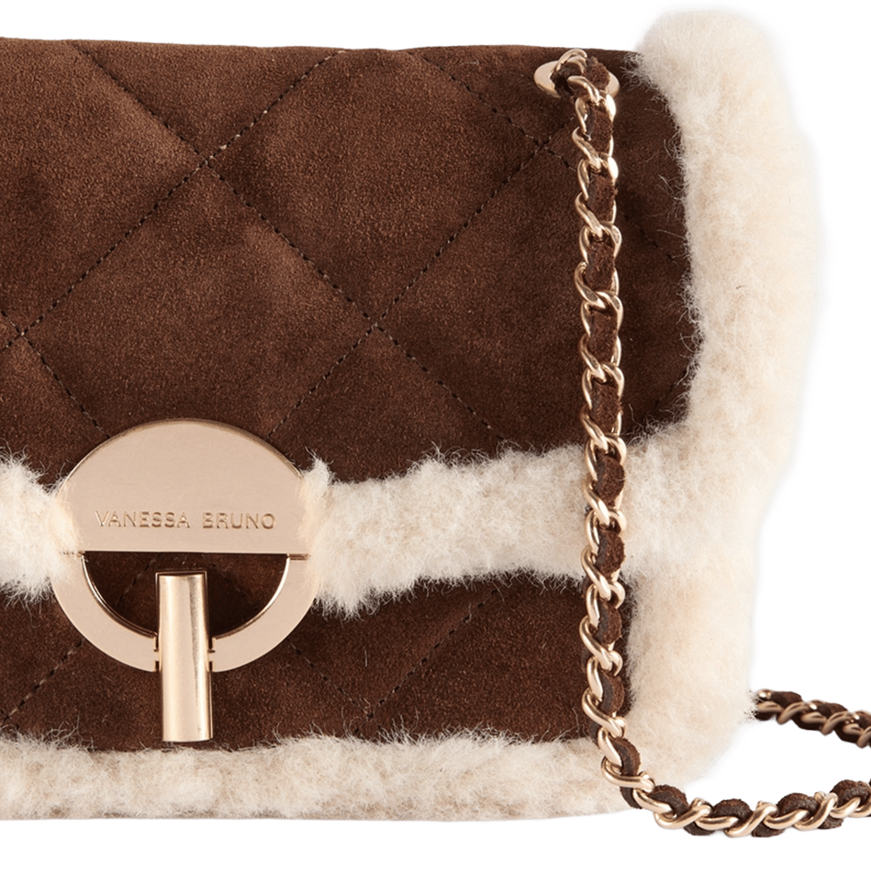Leather flap shoulder bag VANESSA BRUNO Brown