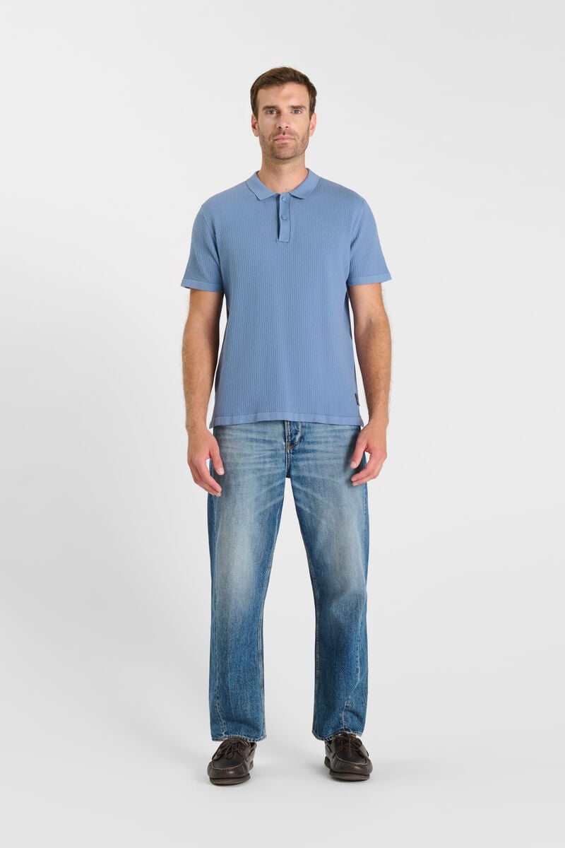 Button-Down Shirt Collar Polo LE TEMPS DES CERISES Blue