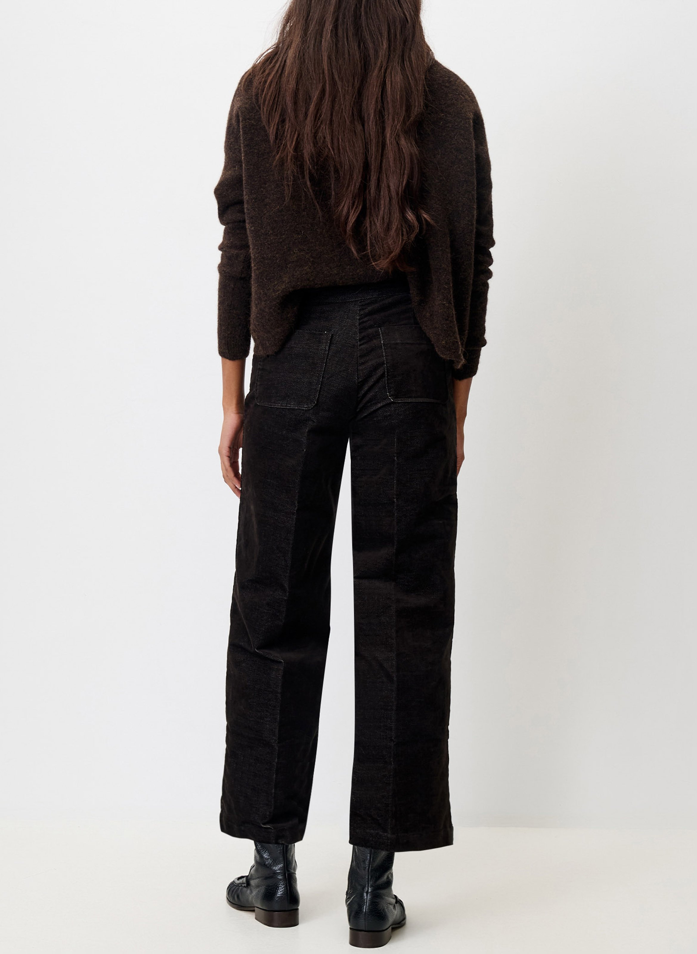 Wide-leg cotton-blend velvet pants SESSUN Brown