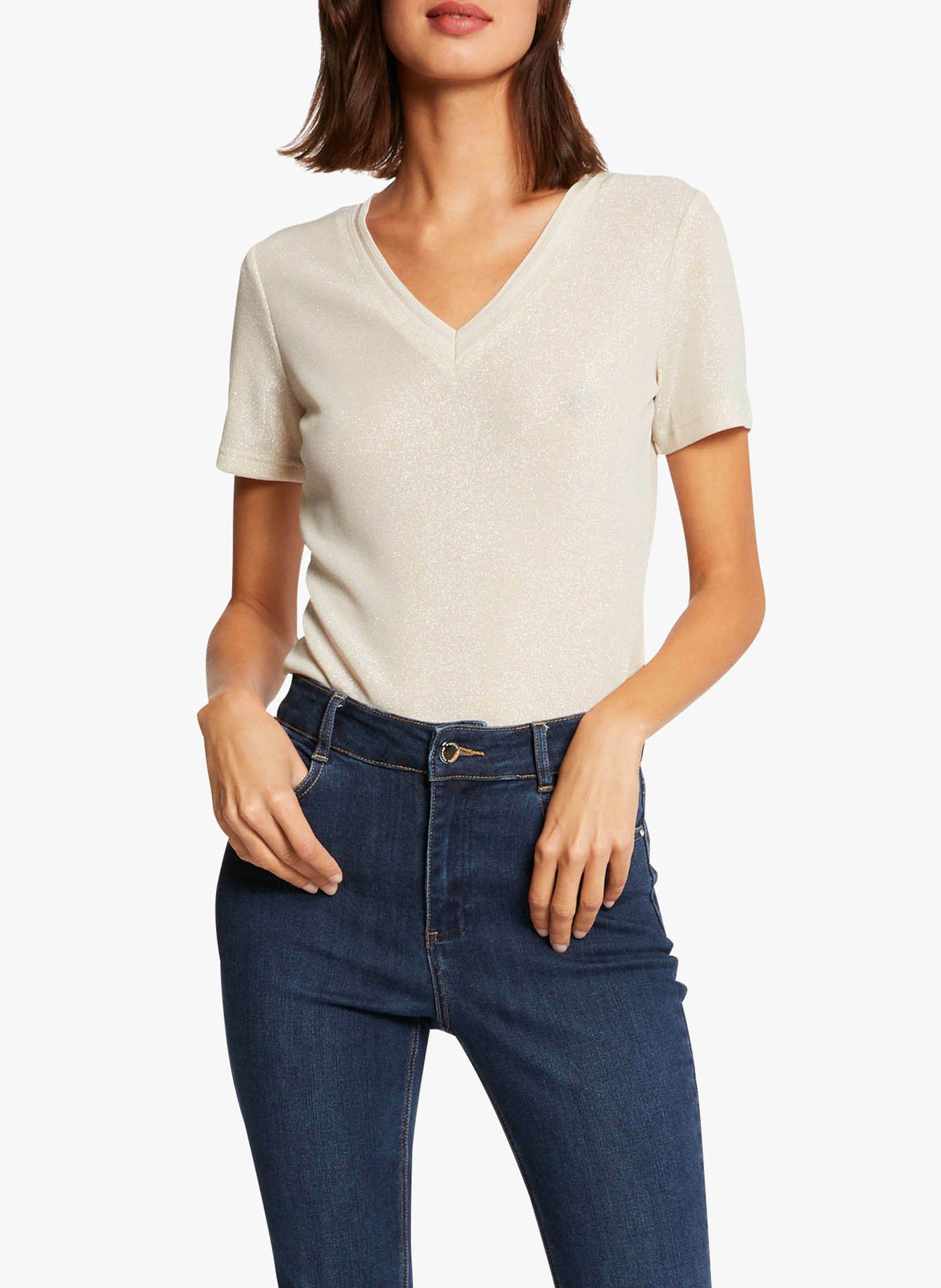 Tee-shirt col V métallisé MORGAN