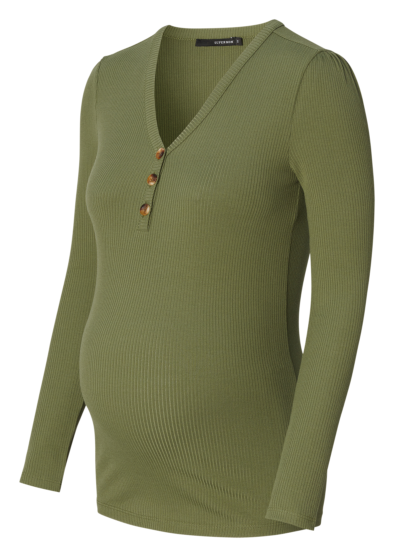 Pull à col V de grossesse SUPERMOM Kaki