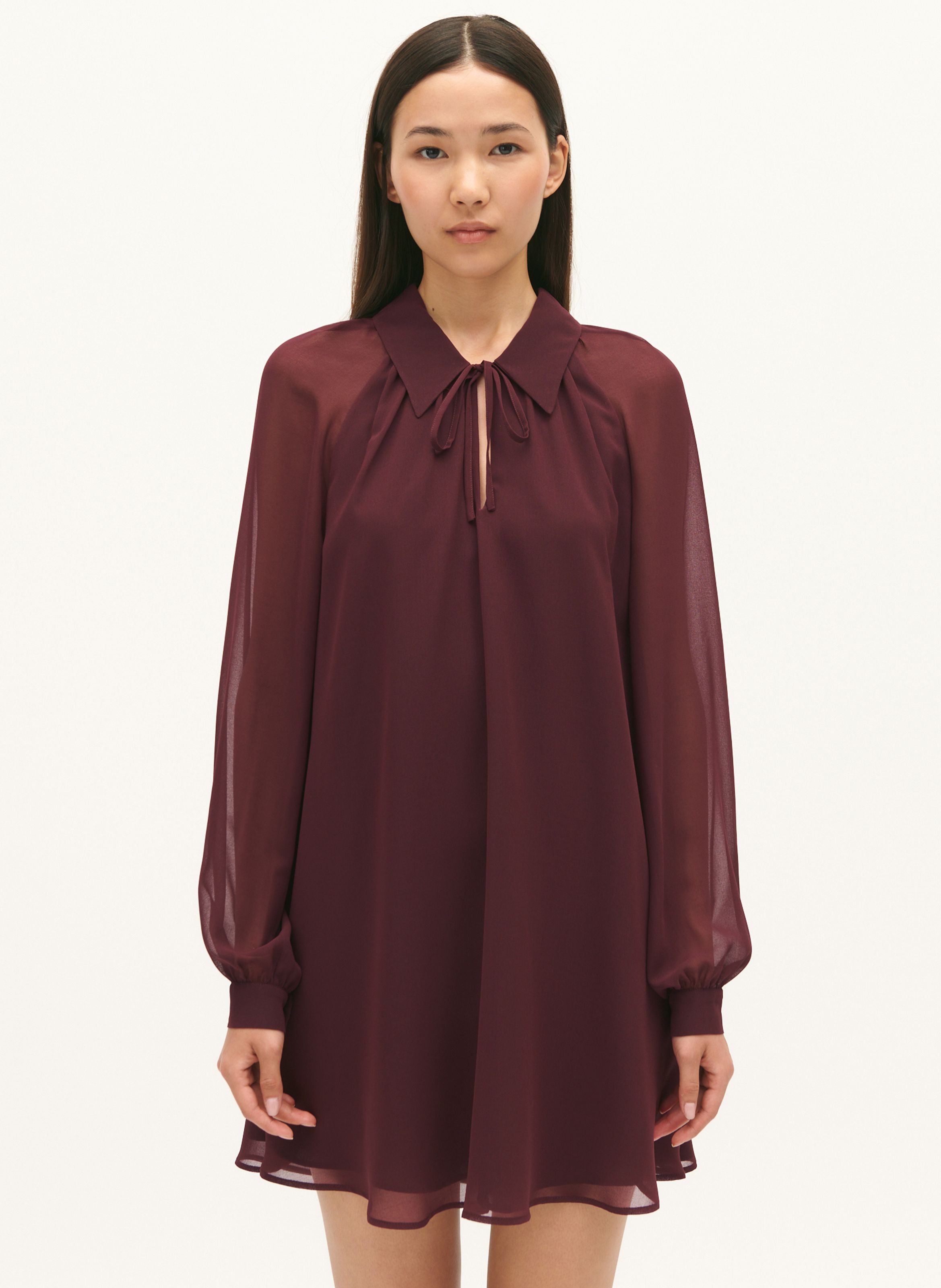 Short Dress With Shirt Collar Bordeaux Claudie Pierlot Women