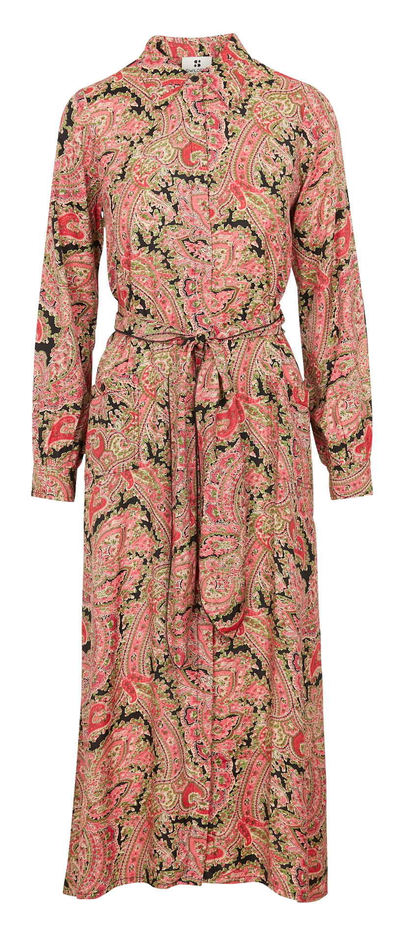 Robe longue col classique imprimée  SWILDENS Noir