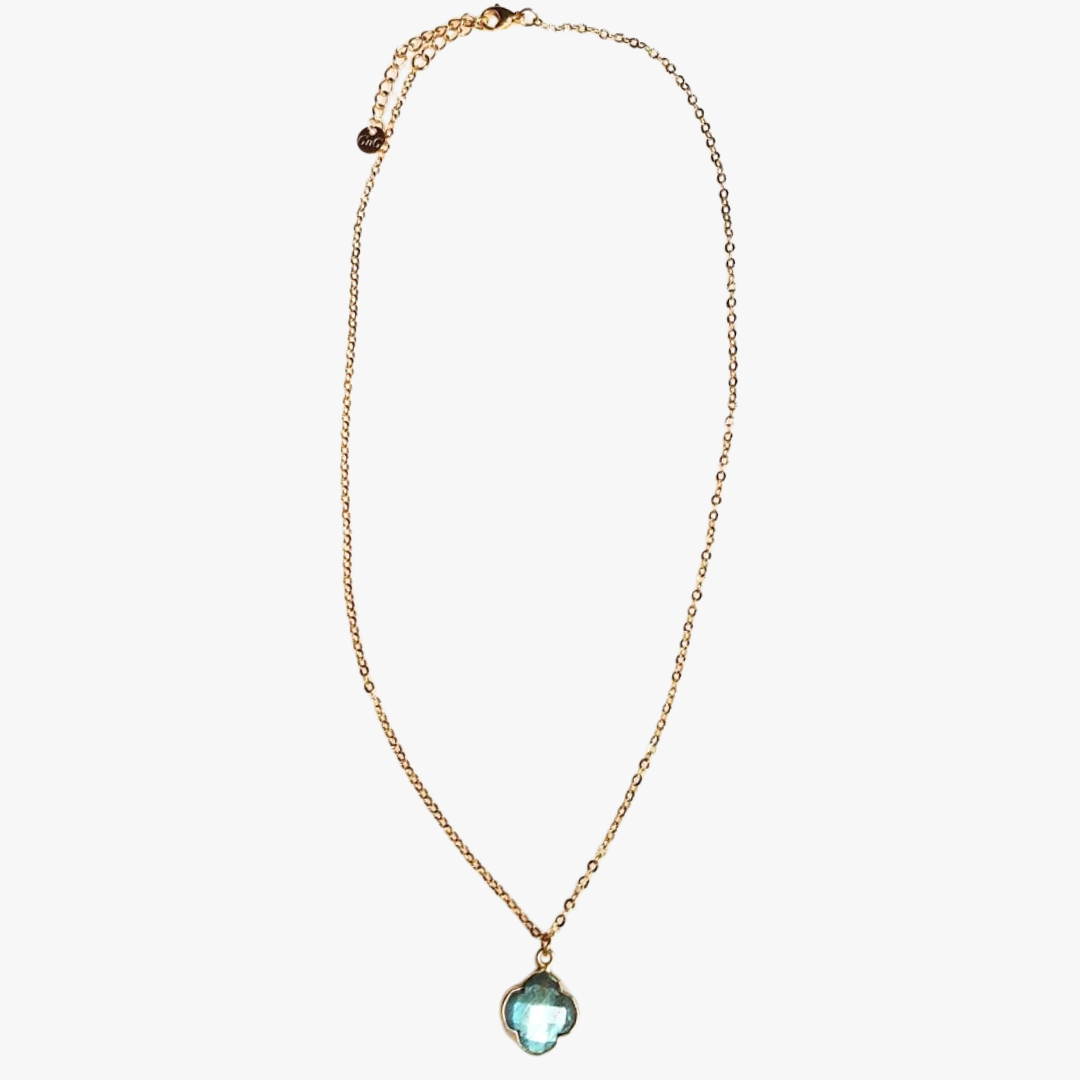 Labradorite clover necklace GINANDGER Grey