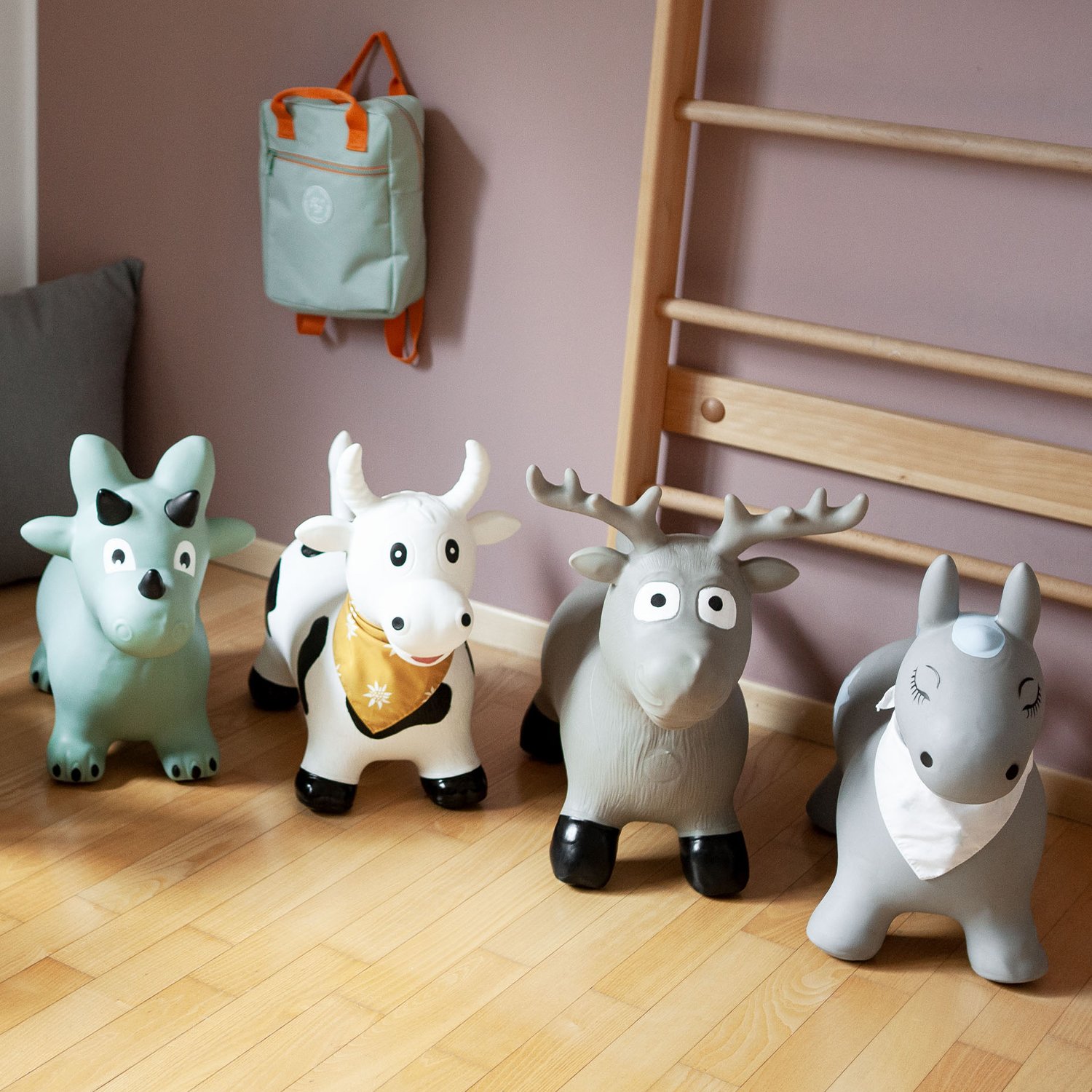 Inflatable sit-on cow KINDSGUT Blue