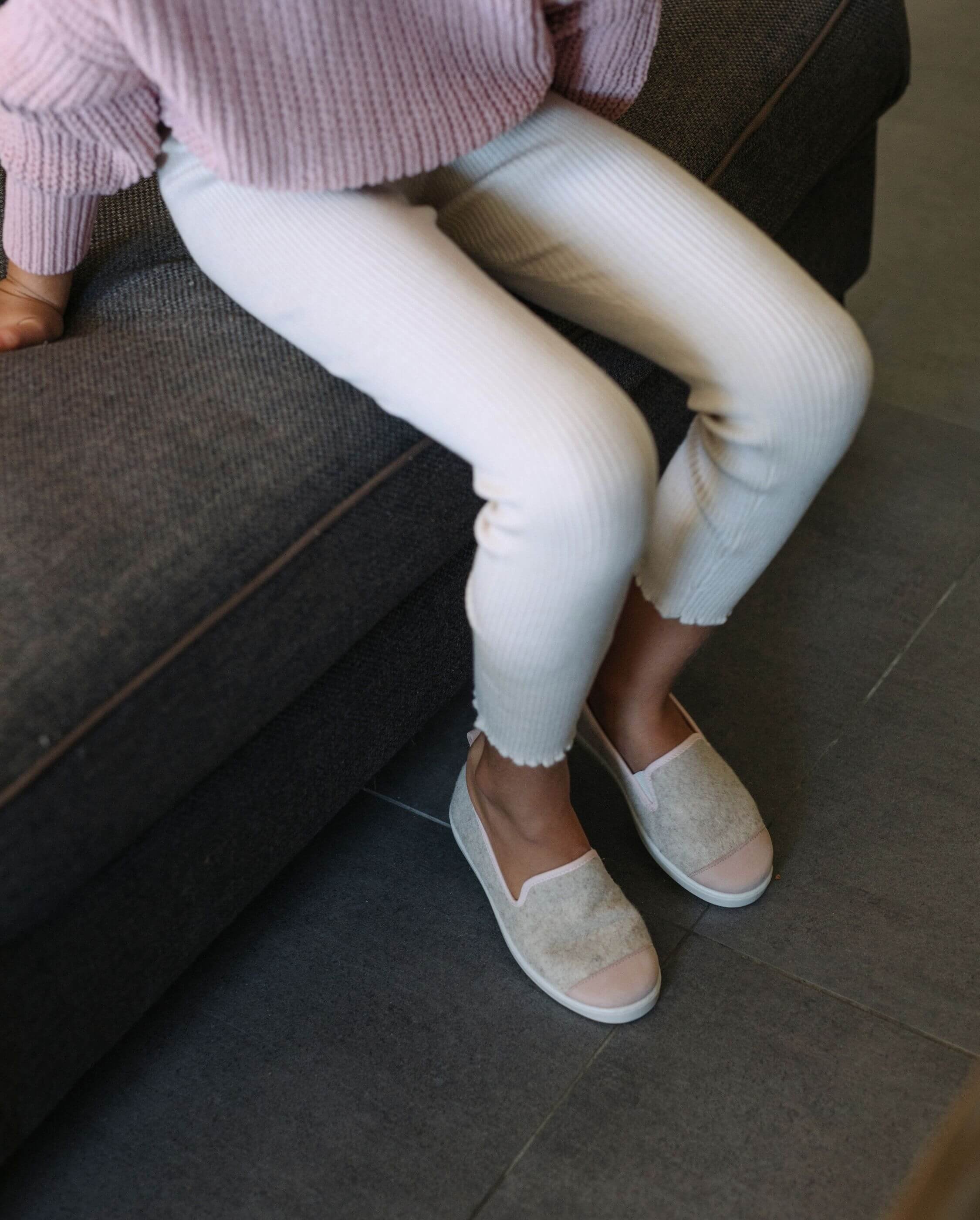 Child's wool slipper, beige powder pink ANGARDE Beige