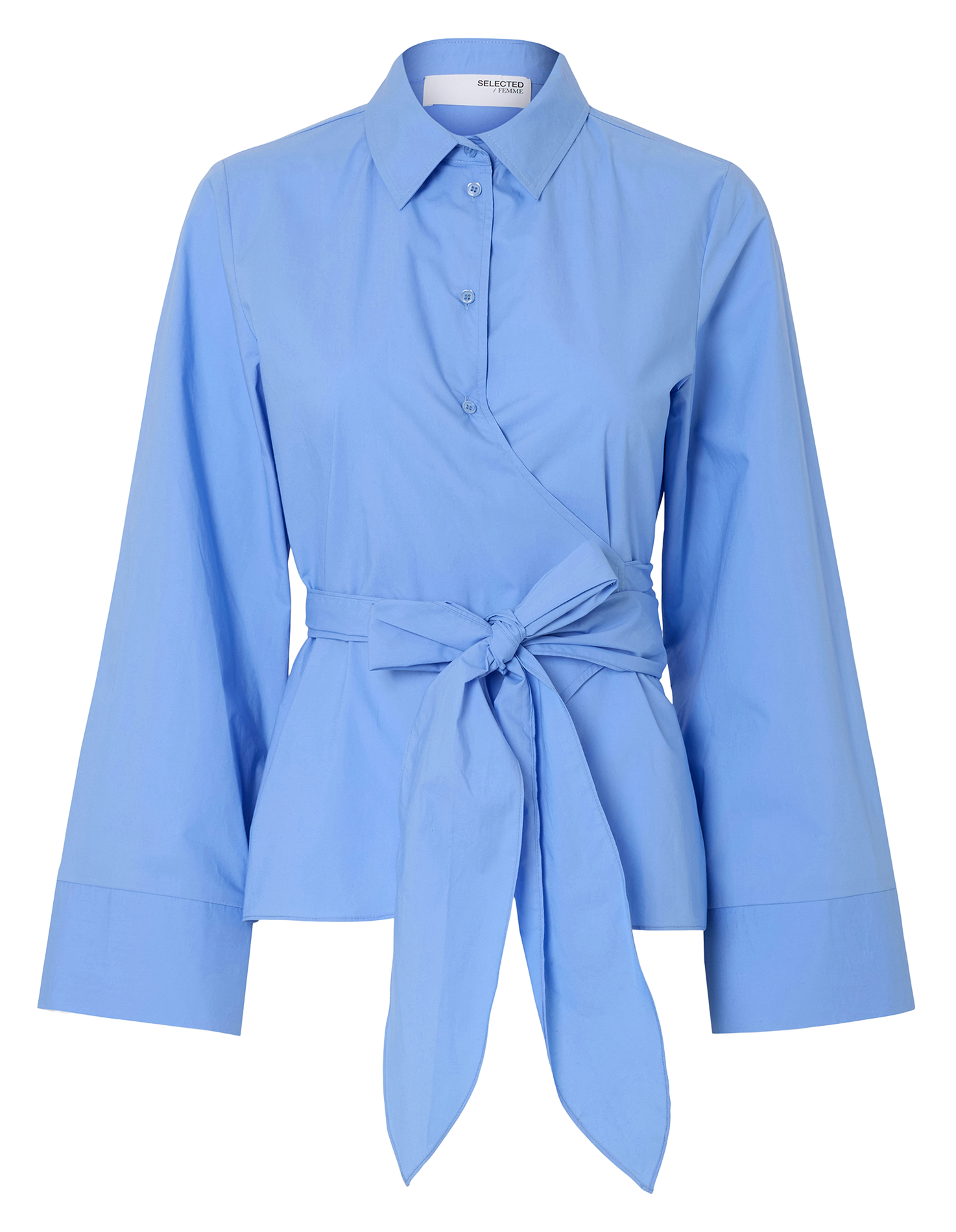 Straight organic cotton shirt SELECTED Blue