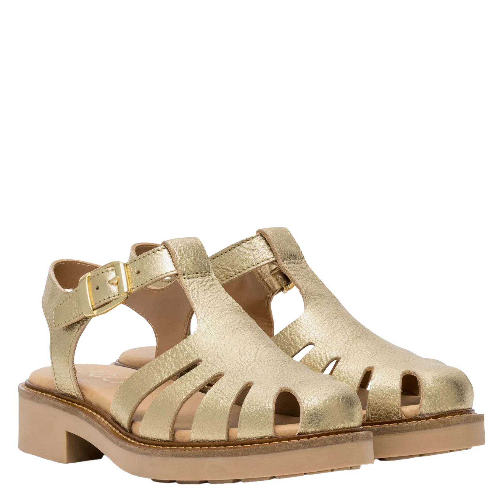 Metallische Ledersandalen BOCAGE Golden