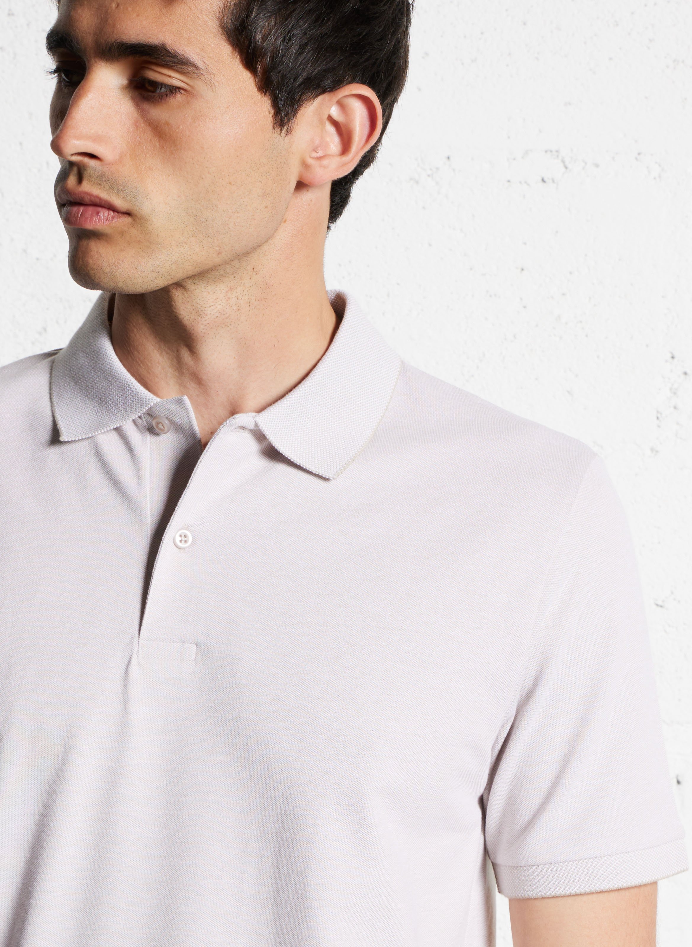 Short-sleeved organic cotton blend polo SELECTED Beige