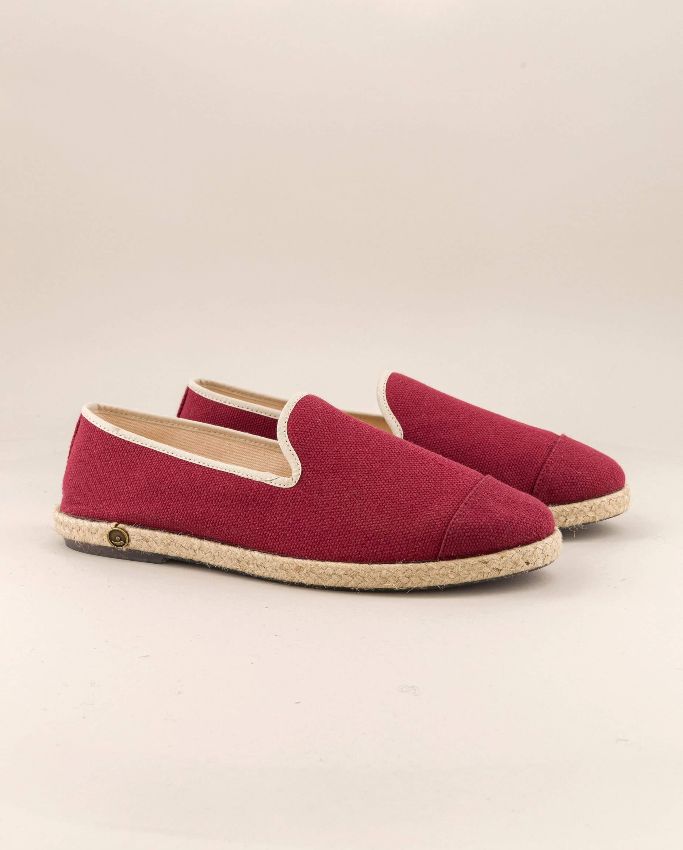 Men's cotton espadrilles, burgundy beige ANGARDE Red