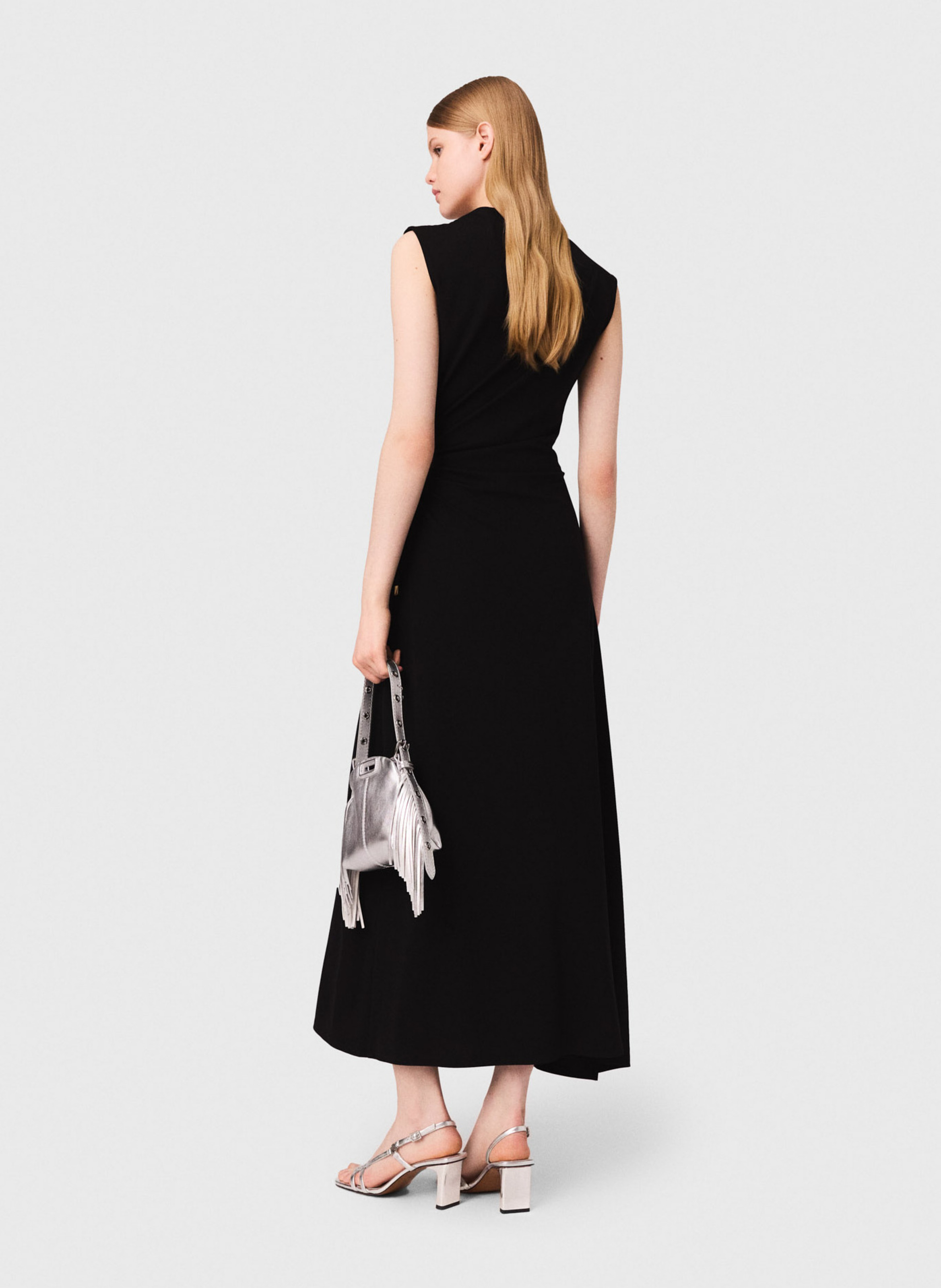 Fitted high-neck long dress MAJE Black