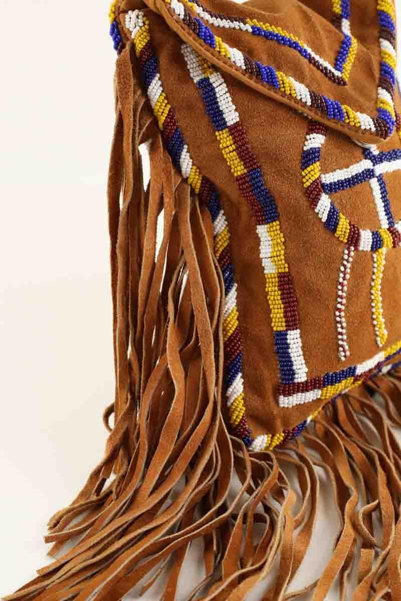 Leather messenger bag ANTIK BATIK - Seconde Main Brown