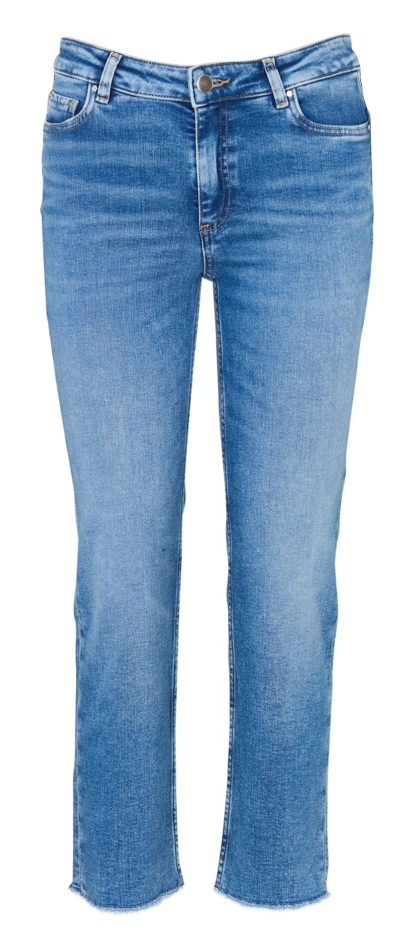 Jean droit en coton mélangé Bleu