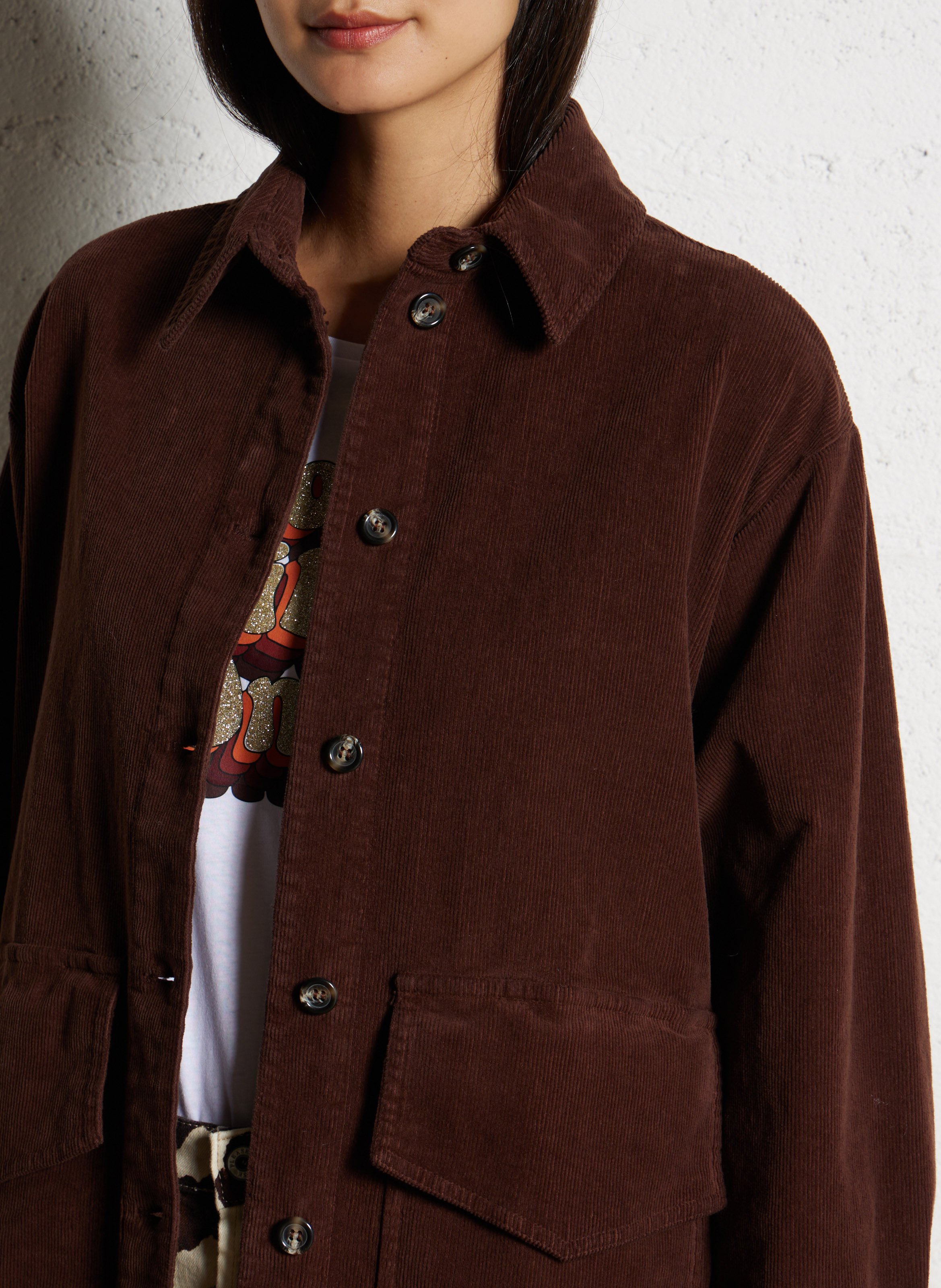 Veste oversize en coton mélangé PLEASE Marron