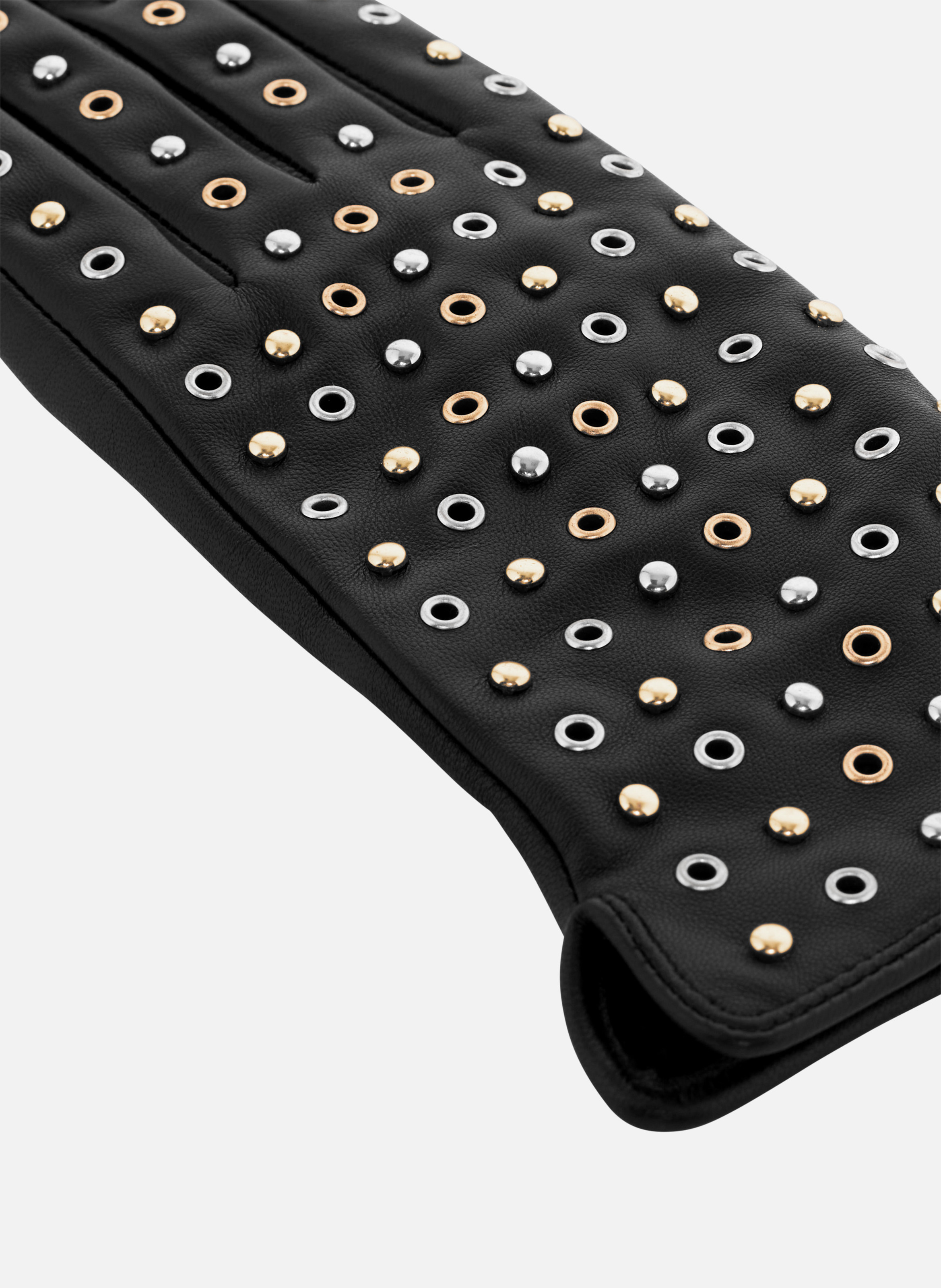 Leather gloves with studs and eyelets THE KOOPLES Black