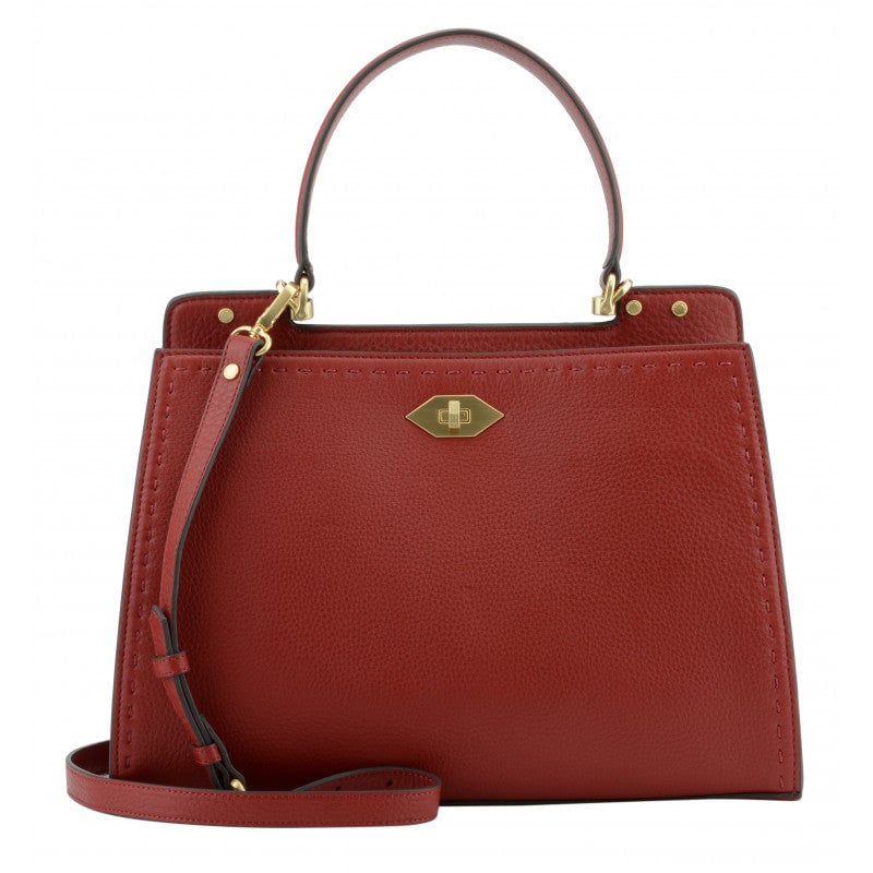 Handbag - cowhide leather POURCHET Red
