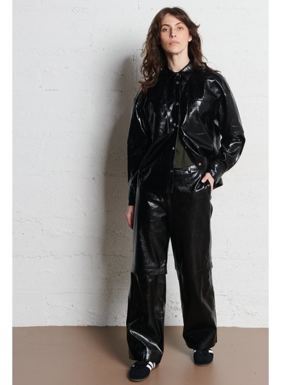 Wijde broek van imitatieleer - Look 6