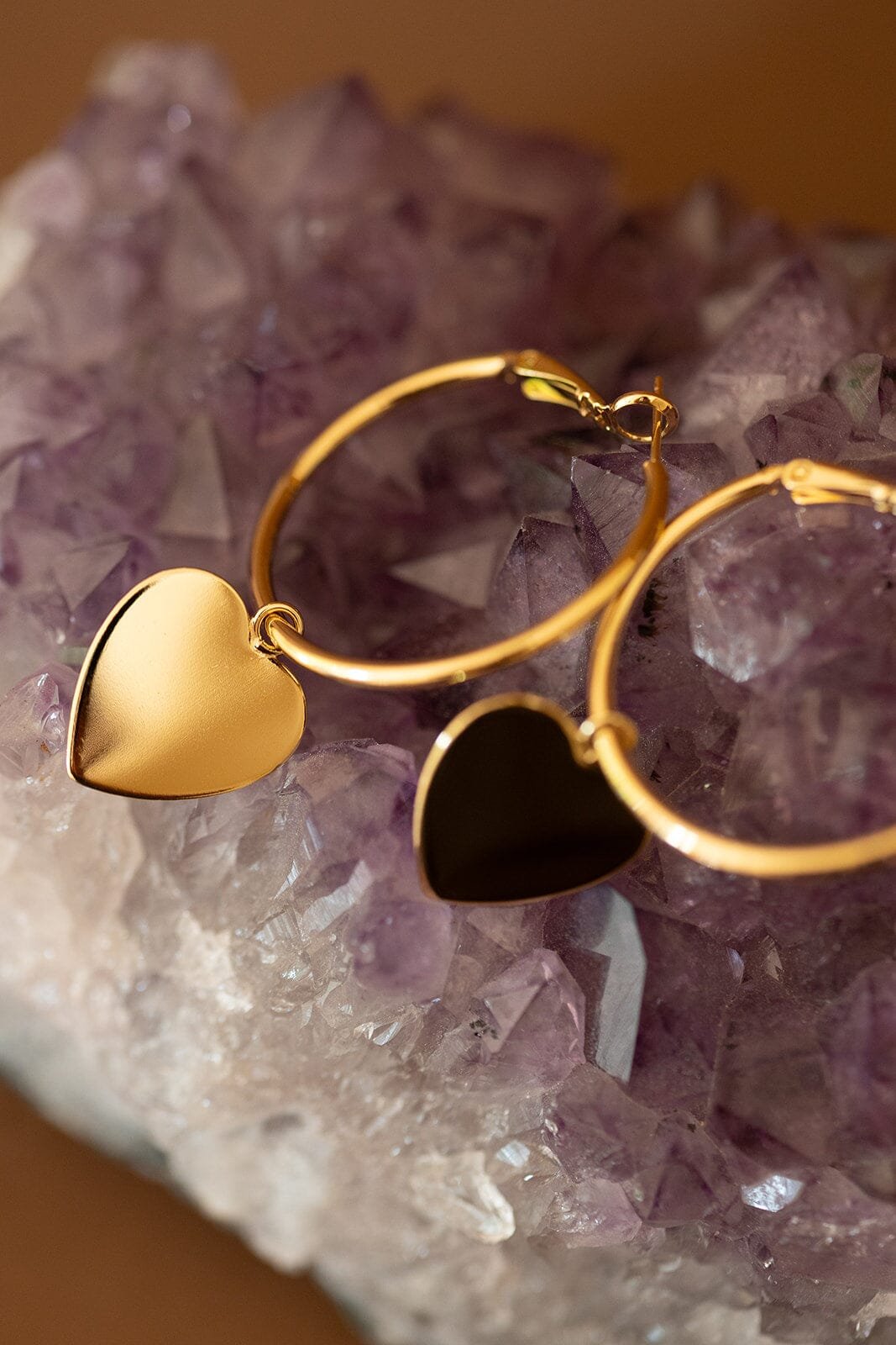 Small silver plated heart-shaped hoop earrings MONSIEUR SIMONE Golden