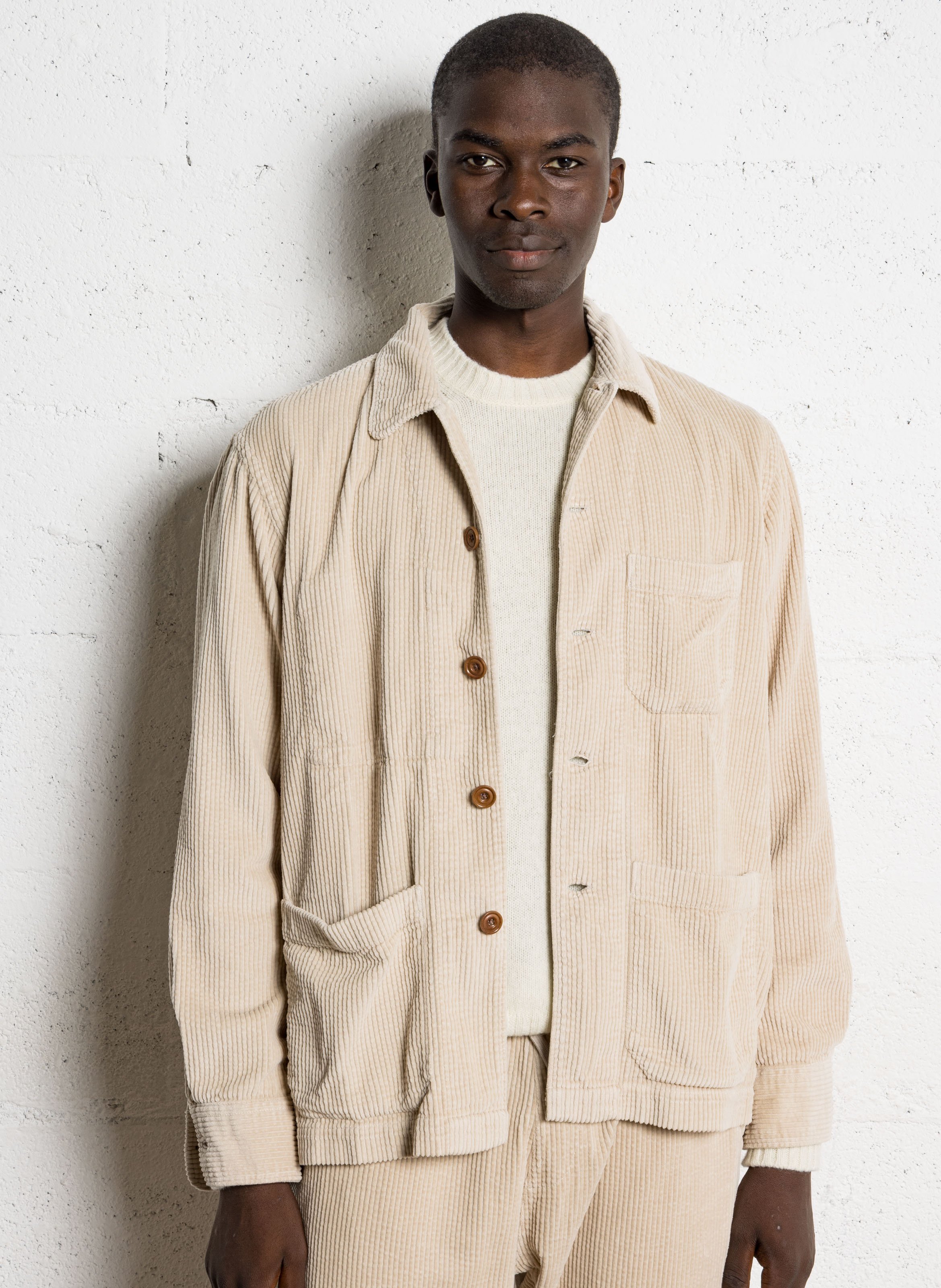 Veste chemise boutonnée en velours côtelé HARTFORD Blanc