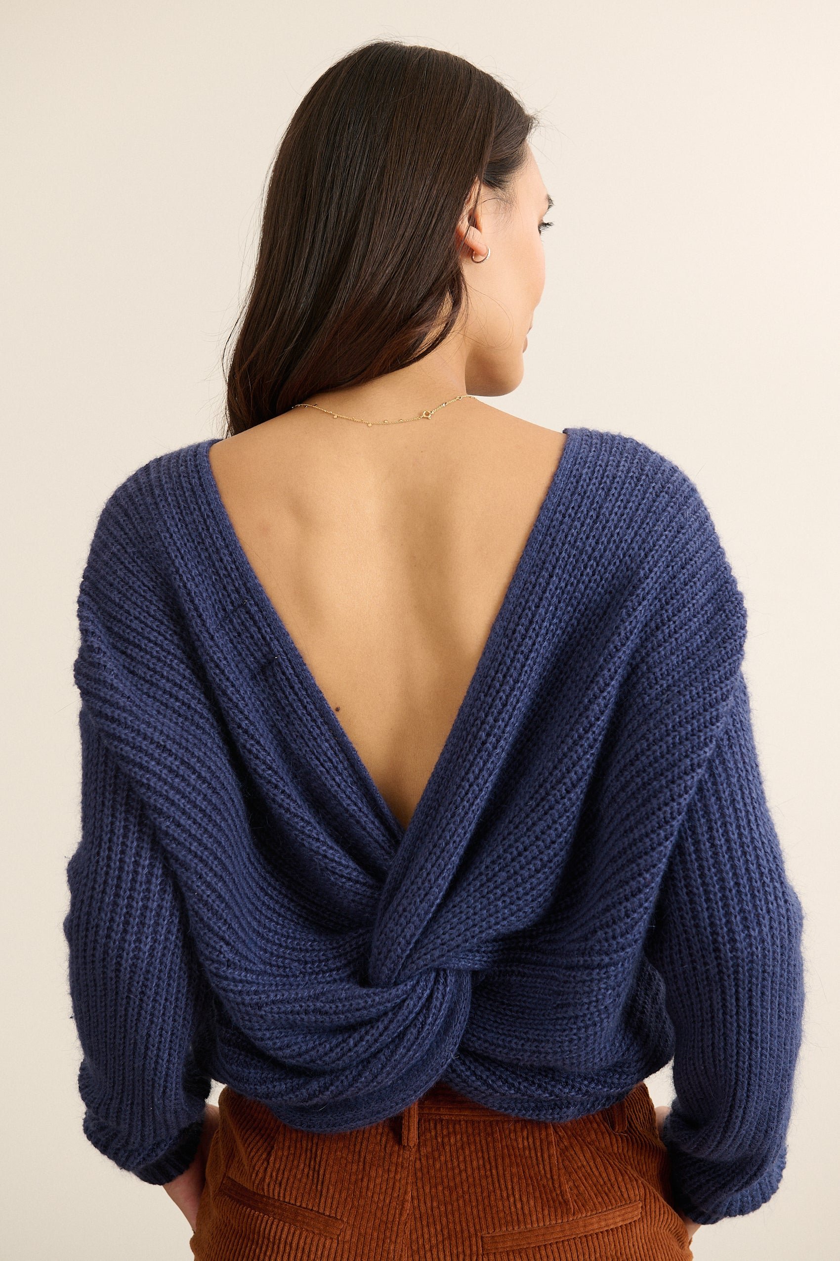 V-neck sweater with bow GARANCE PARIS Blue