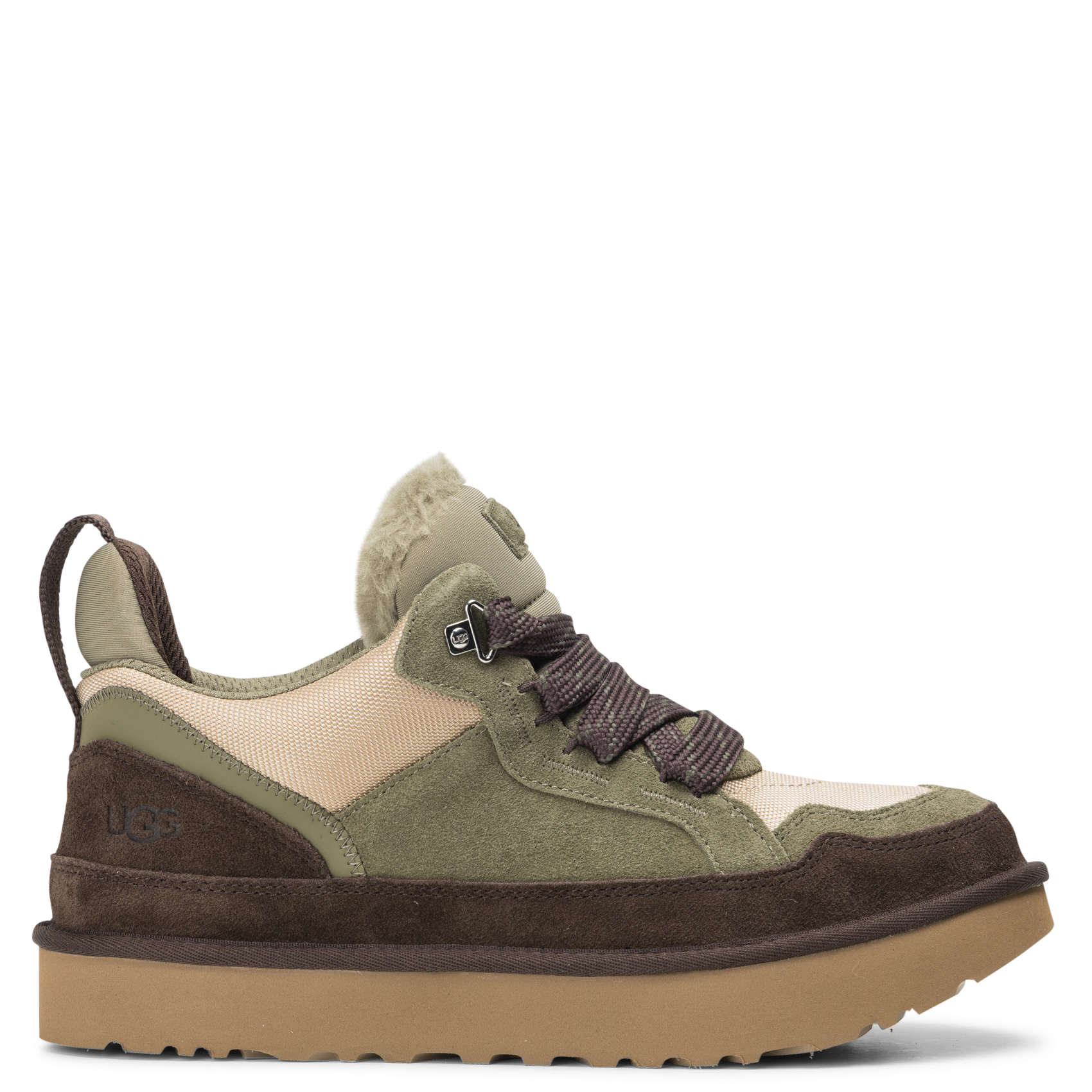 Low-top lace-up mixed leather sneakers UGG Brown