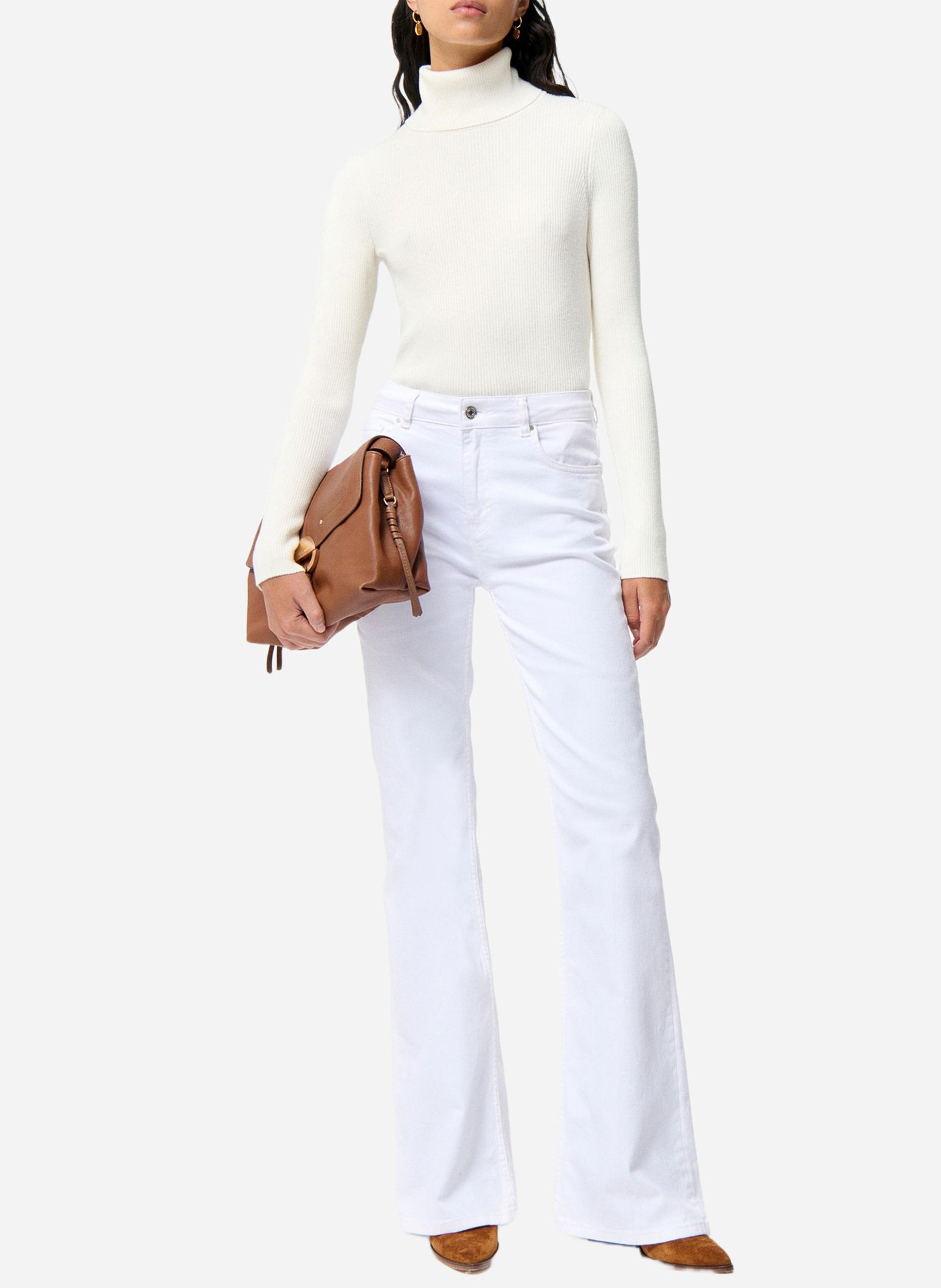 Straight turtleneck sweater in cotton and wool VANESSA BRUNO Beige