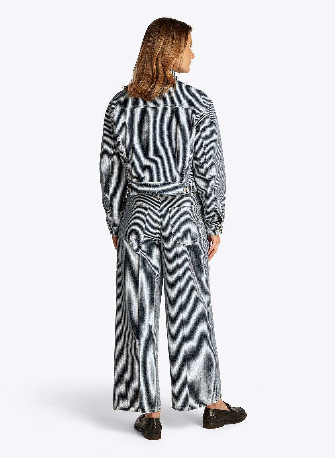 Pantalon droit rayé en coton  TOMMY HILFIGER Bleu