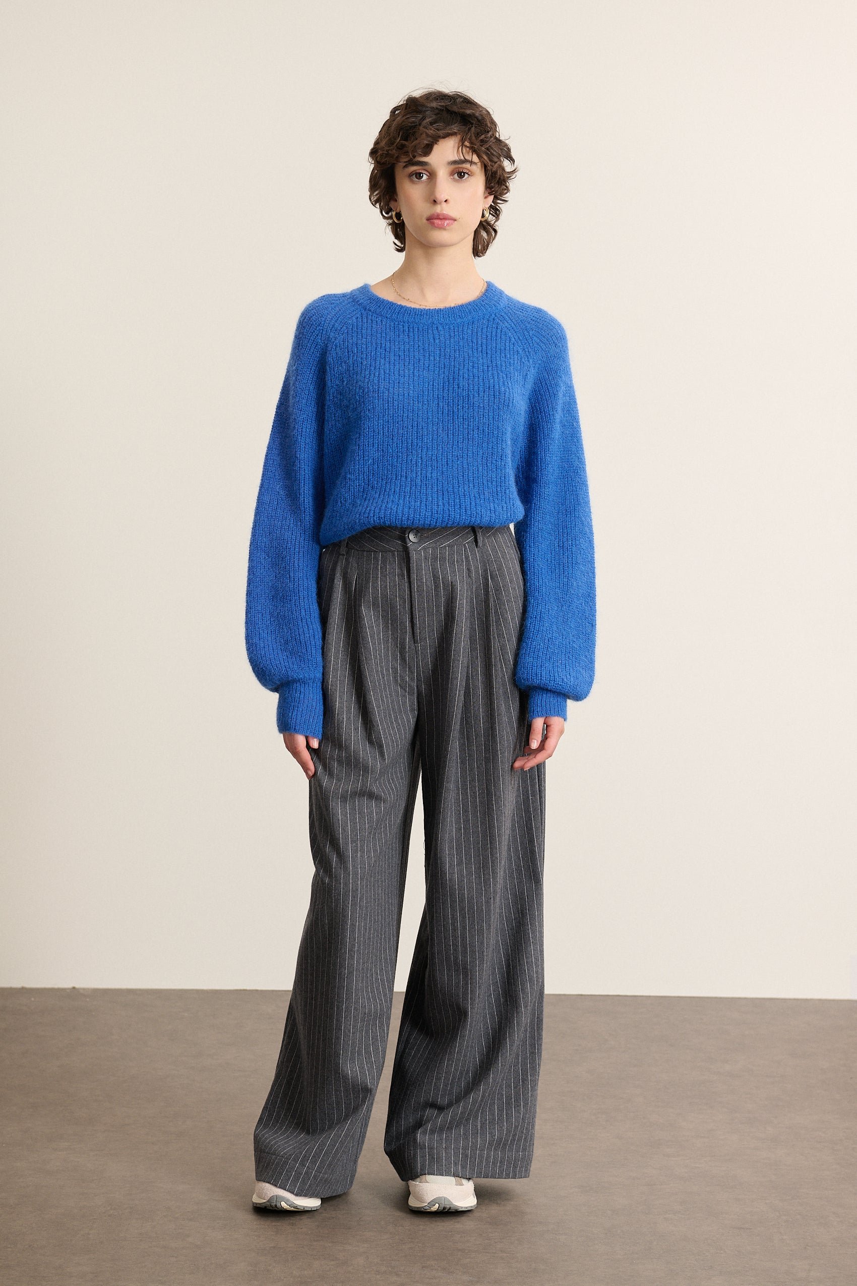 High-waisted striped wide-leg pants GARANCE PARIS Grey