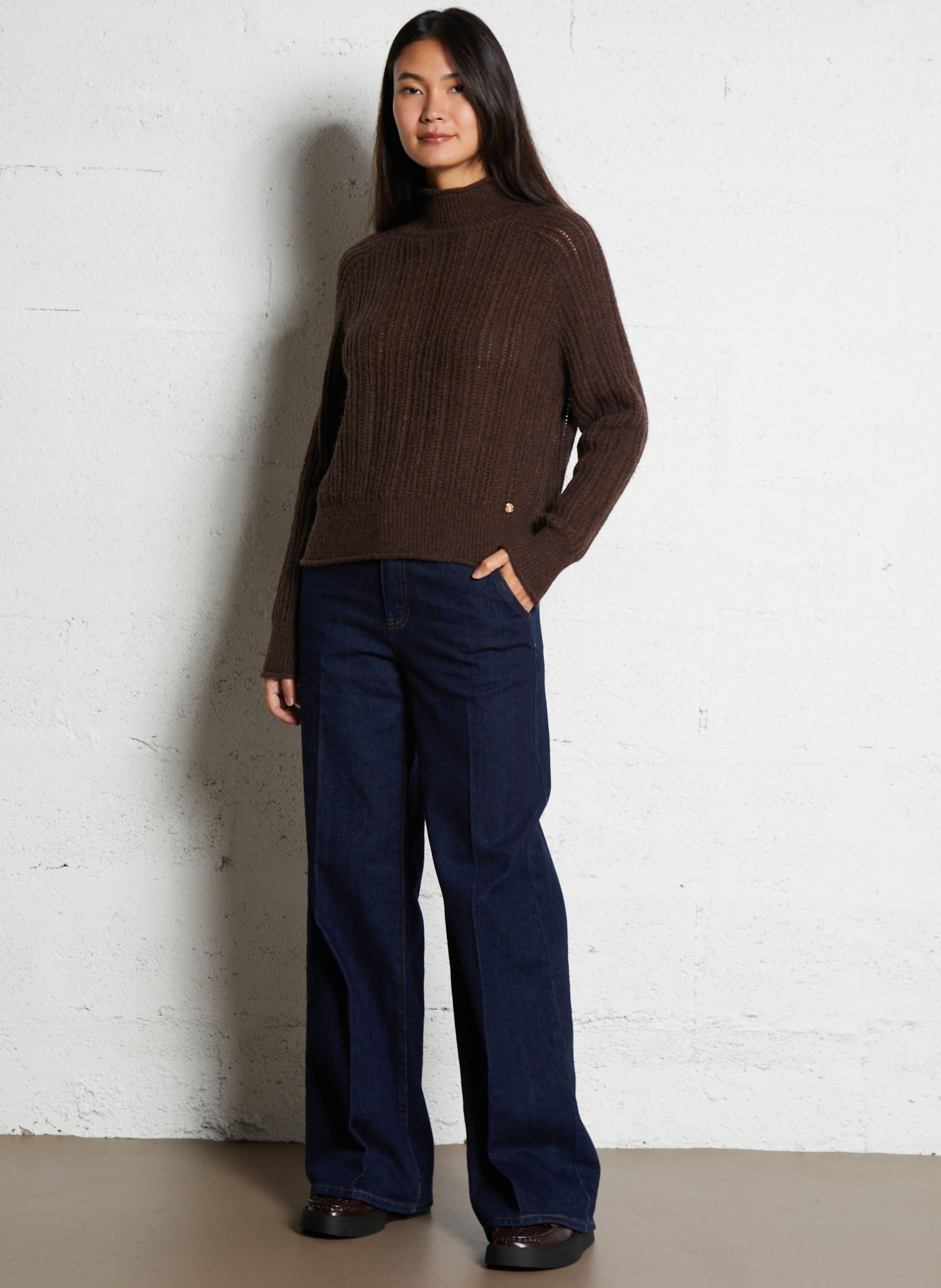 Oversize-Pullover mit Stehkragen LA PETITE ETOILE Braun