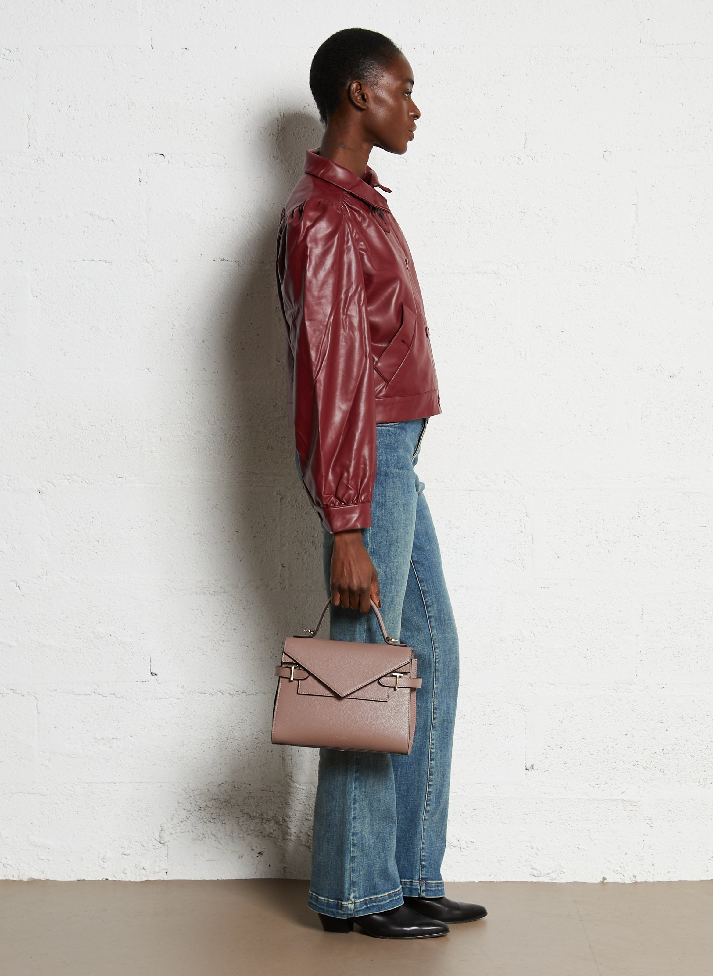 Sac bandoulière en cuir LE TANNEUR Gris