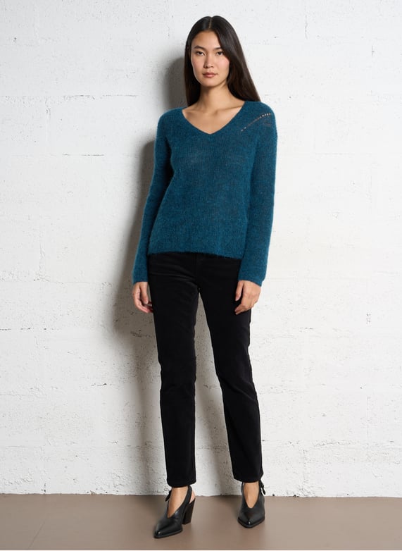 Pantalon slim velours en coton stretch | Noir by SUD EXPRESS Pantalon slim velours en coton stretch Noir