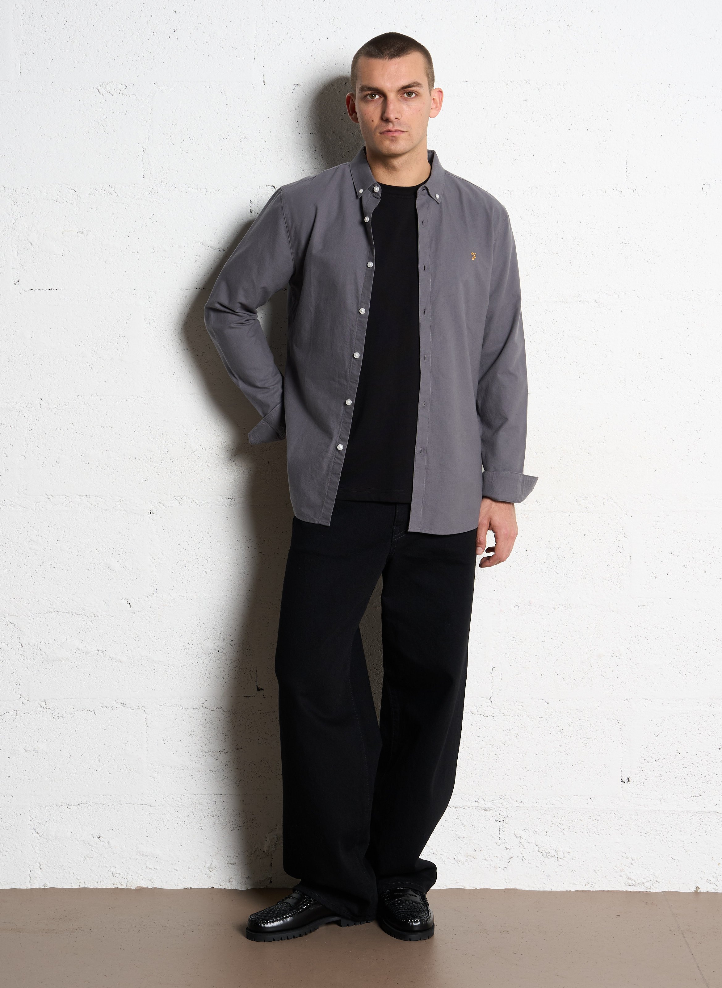 Chemise slim-fit en coton biologique FARAH Gris