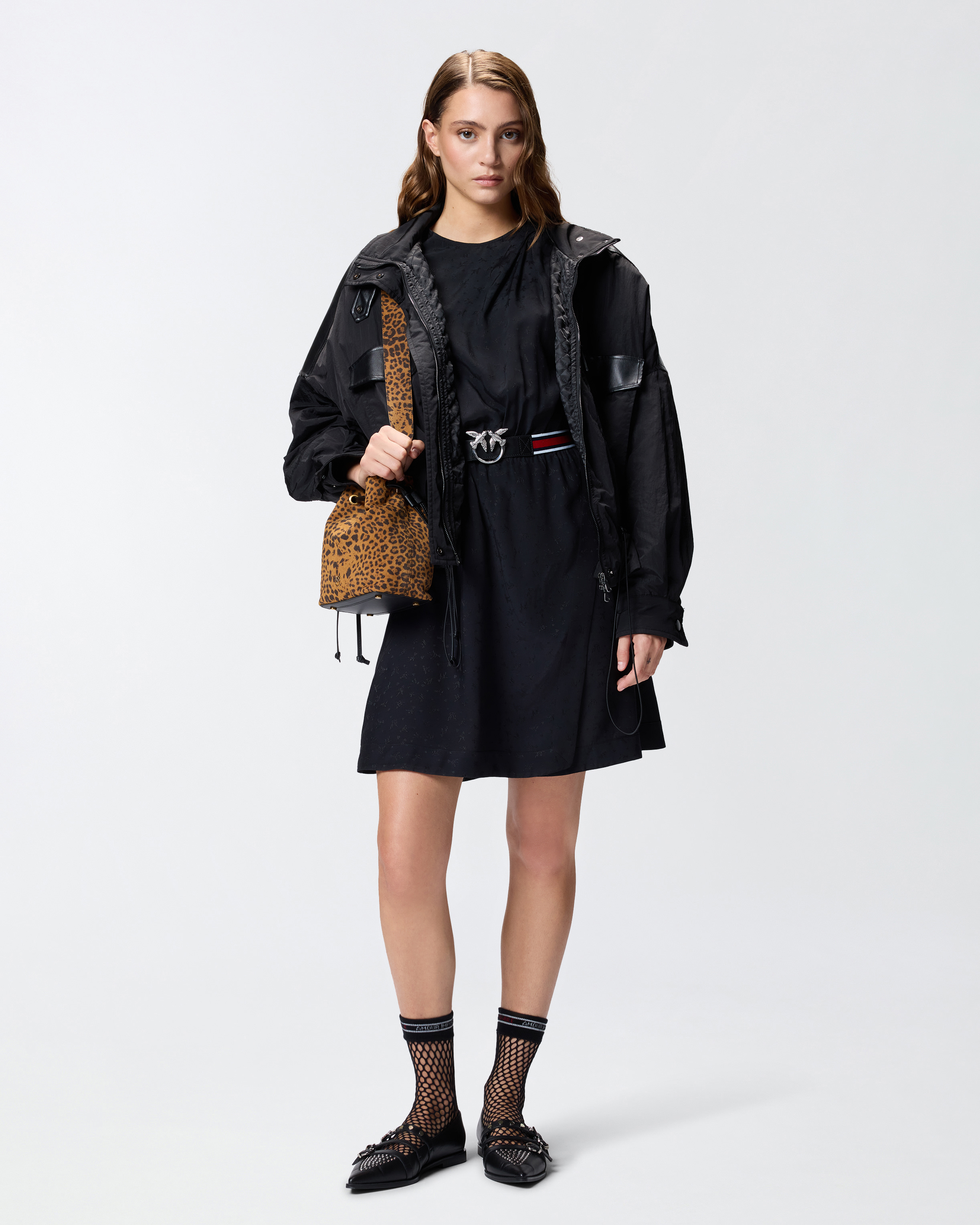 Jacquard viscose dress PINKO Black